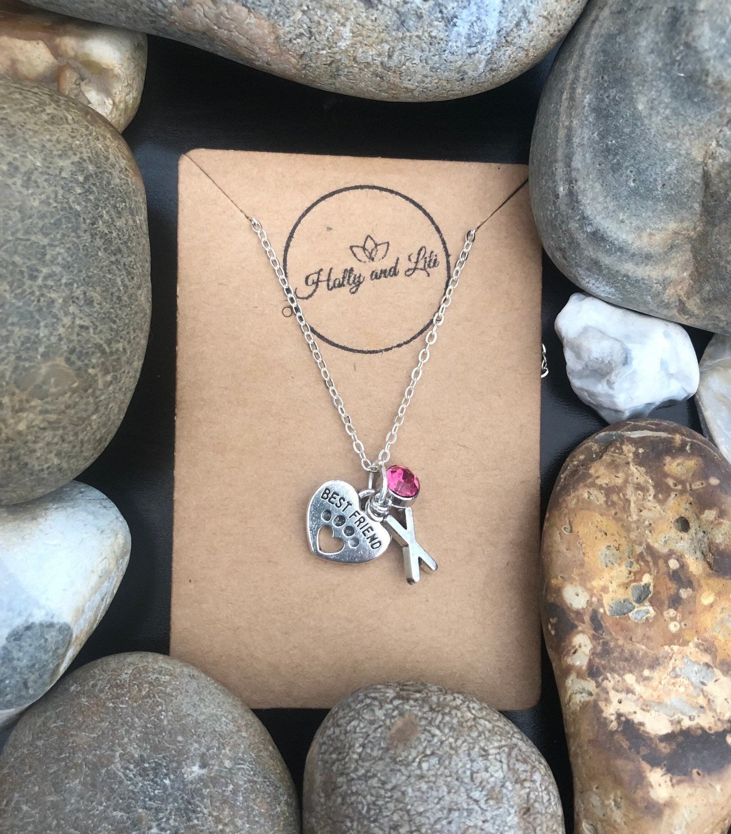 Heart Best Friend Personalised Pendant Charm Necklace, Dog, Cat, Dogs, Alphabet Initials, Birthstone Charm, Animal Lover, Remember Them