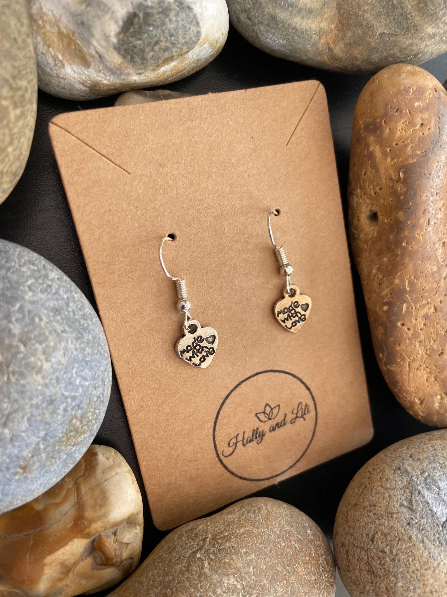 Heart Made With Love Drop And Dangle Personalised Earrings, Love Earrings, Heart Earring,  Personalise Your Heart Hoops, First Earrings