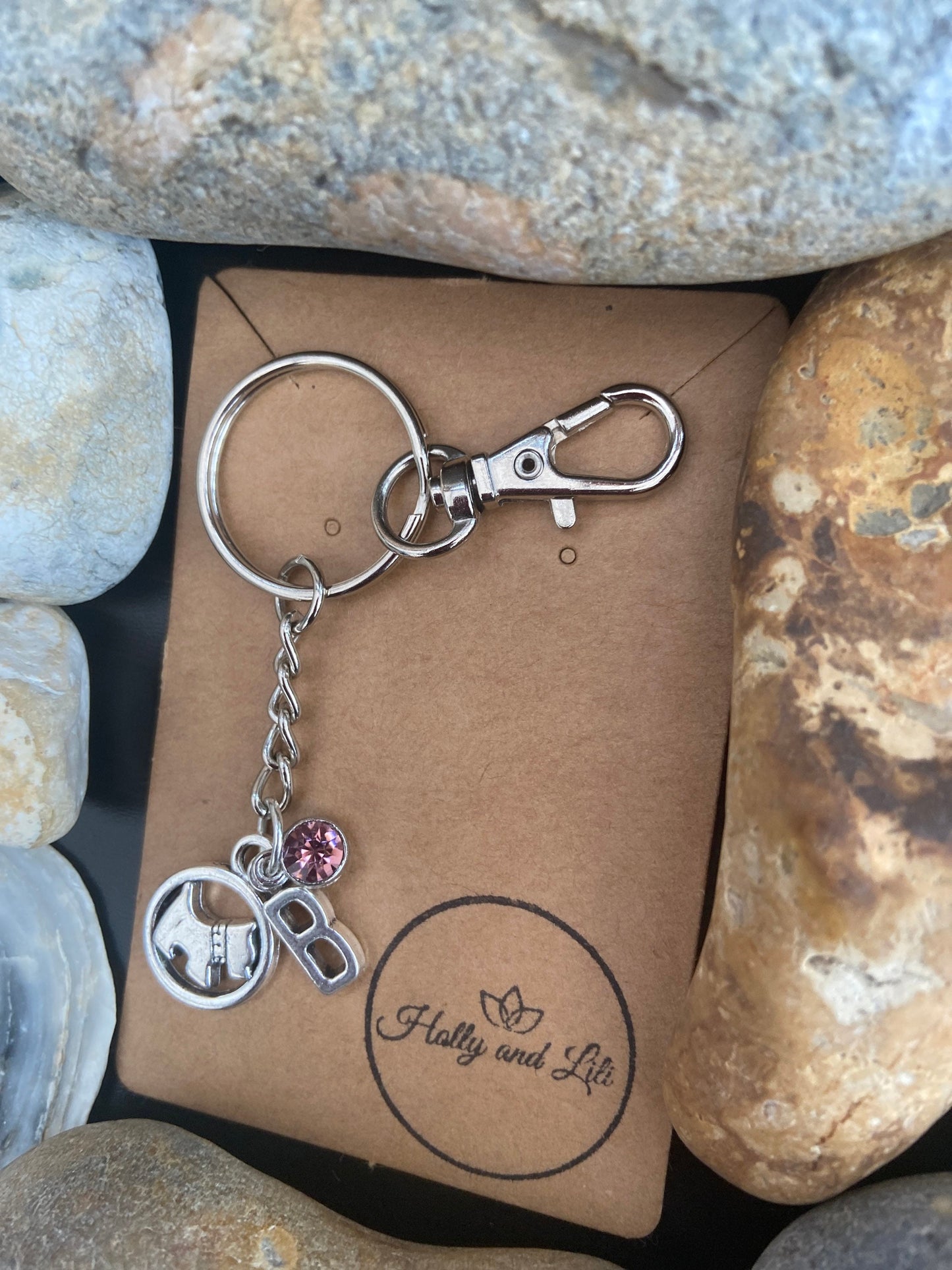 Dog charm Personalised Circle keychain, Doggy Keyring, Westy, Westie, Alphabetical, Birthstone Charms, Remember Your Dog, Initials Keyrings