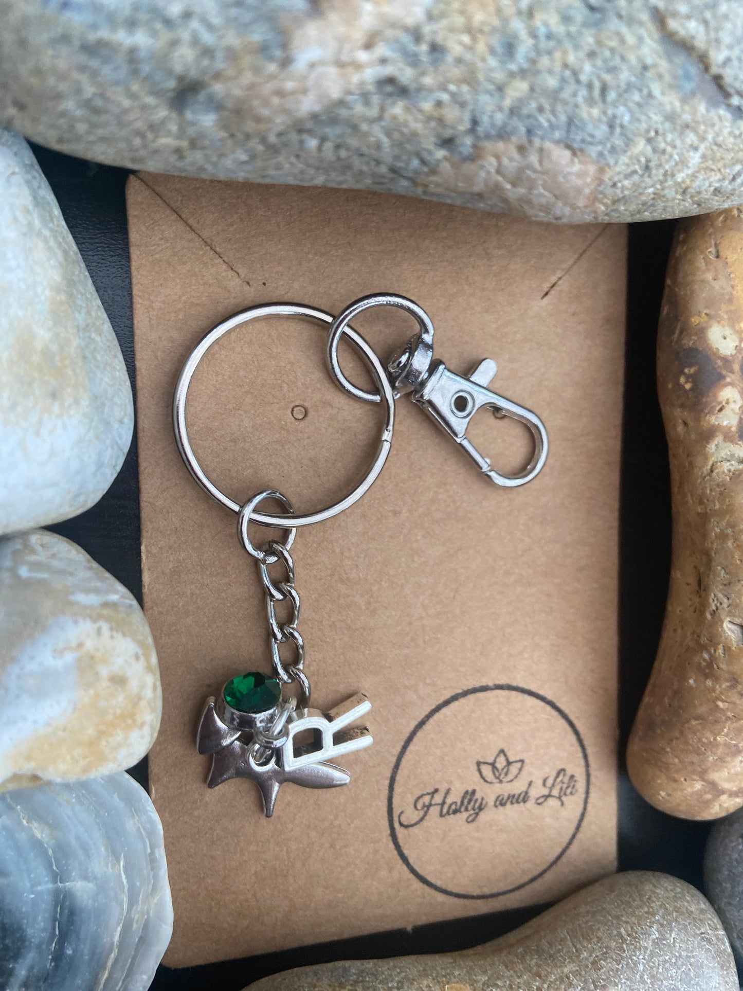 Fox Personalised keychain, Foxy Keyring, Alphabetical Initial, Birthstone Charms, Foxes Zipper Chains For Her, Initials Keyrings, Gift For