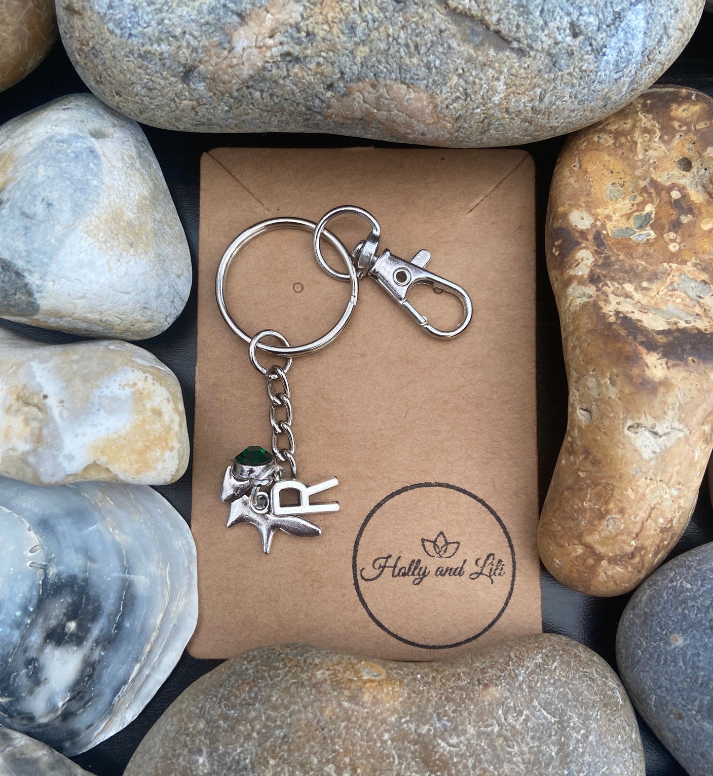 Fox Personalised keychain, Foxy Keyring, Alphabetical Initial, Birthstone Charms, Foxes Zipper Chains For Her, Initials Keyrings, Gift For