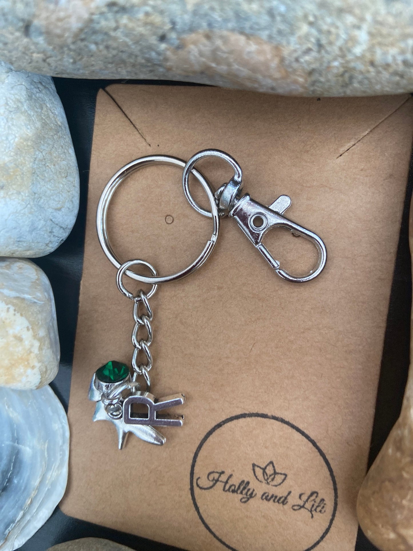 Fox Personalised keychain, Foxy Keyring, Alphabetical Initial, Birthstone Charms, Foxes Zipper Chains For Her, Initials Keyrings, Gift For