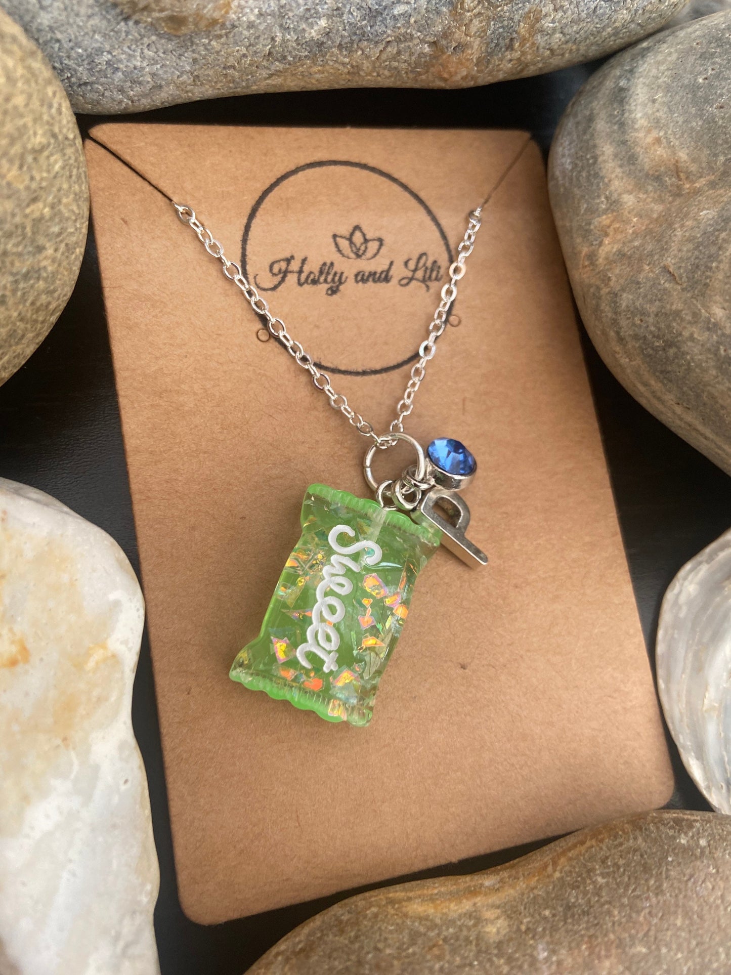 Sweets Green, Personalised Pendant Charm Necklace, Alphabet Initials, Birthstone Charm, First Necklace, Gift For Her, Cute Unique Presents