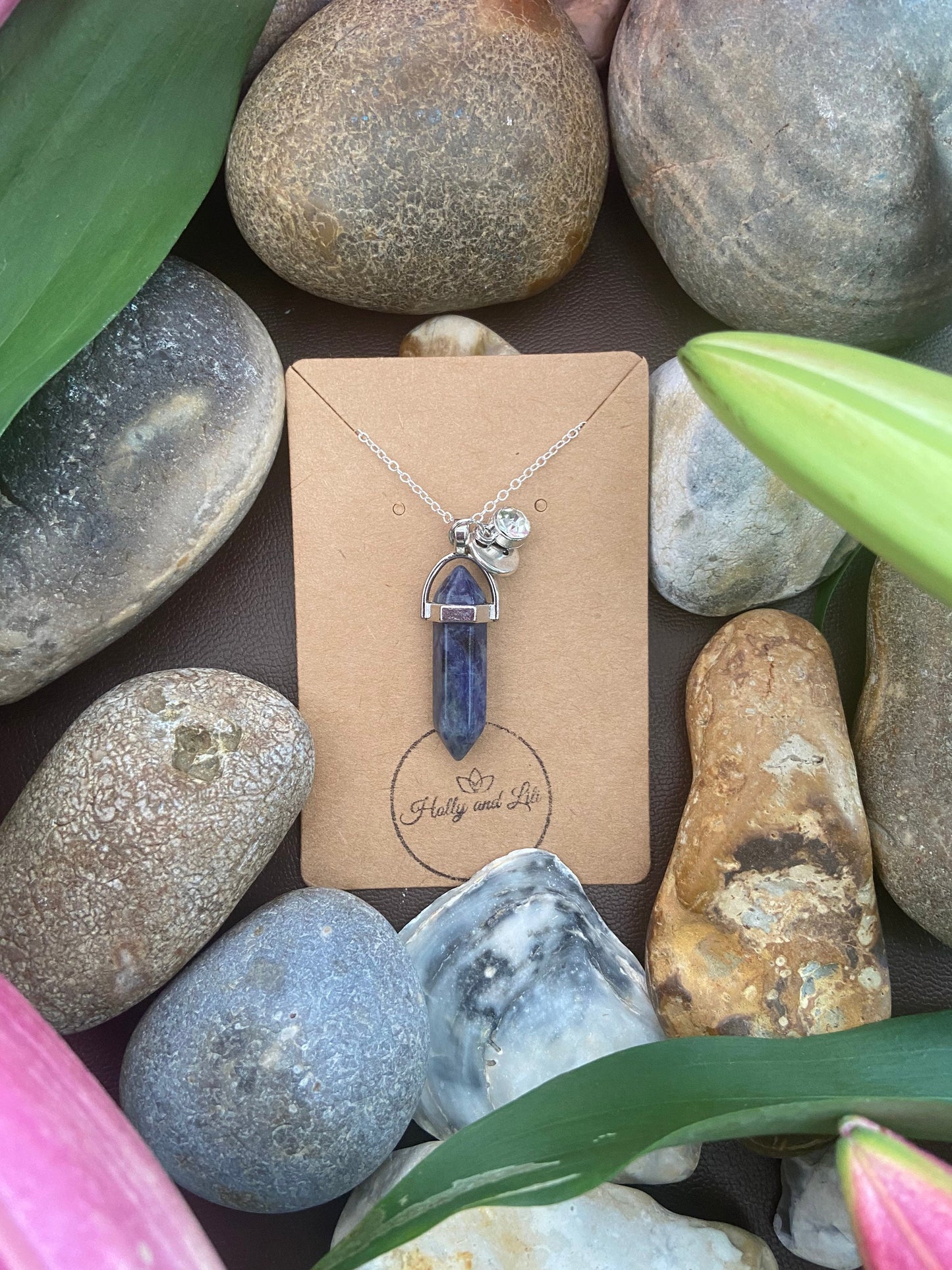 Lapis Lazuli Hexagon Crystal Necklace, Alphabet Initial, Lapis Lazuli Gemstone, Lapis Lazuli Necklace, Chain, Birthstone Necklace Gifts