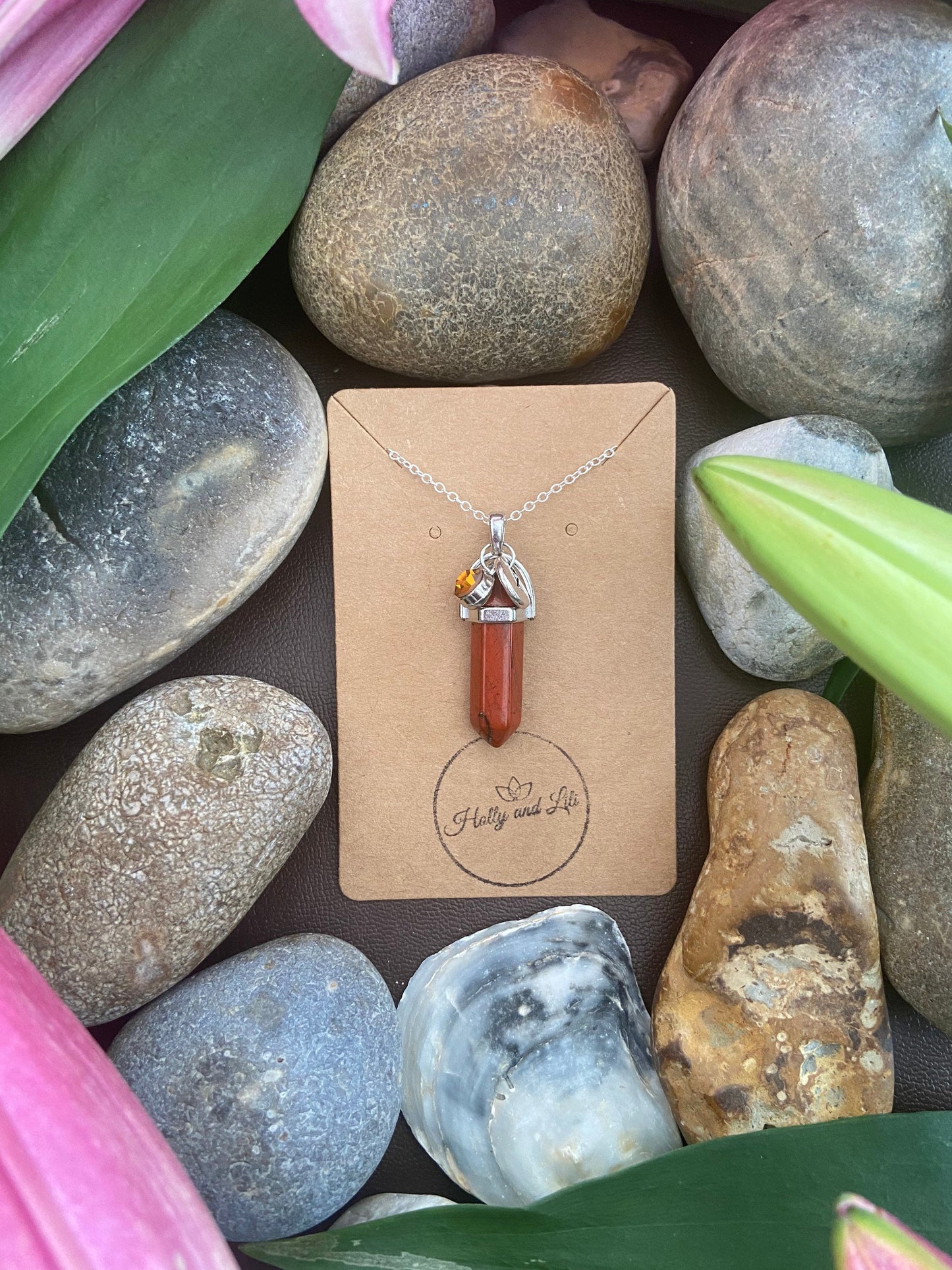 Red Jasper Hexagon Crystal Necklace, Alphabet Initial, Red Jasper Gemstone, Red Jasper Necklace, Jasper Chain, Birthstone Necklace Gifts