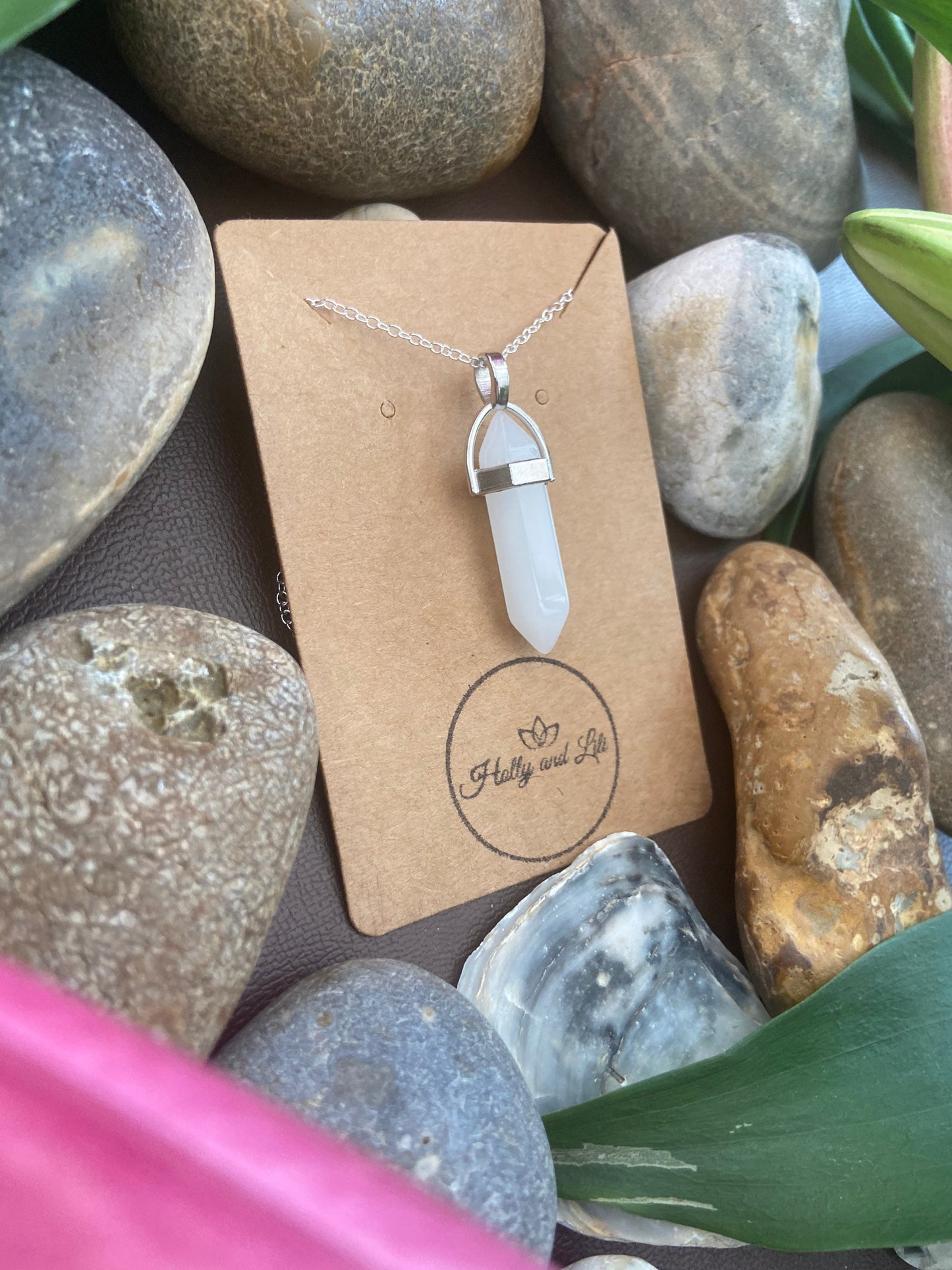 White Jade Hexagon Crystal Necklace, Alphabet Initial, White Jade Gemstone, White Jade Necklace, White Jade Chain, Birthstone Necklace Gifts