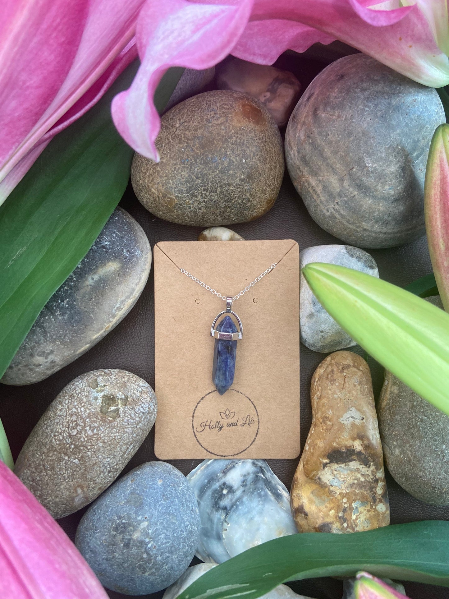 Lapis Lazuli Hexagon Crystal Necklace, Alphabet Initial, Lapis Lazuli Gemstone, Lapis Lazuli Necklace, Chain, Birthstone Necklace Gifts