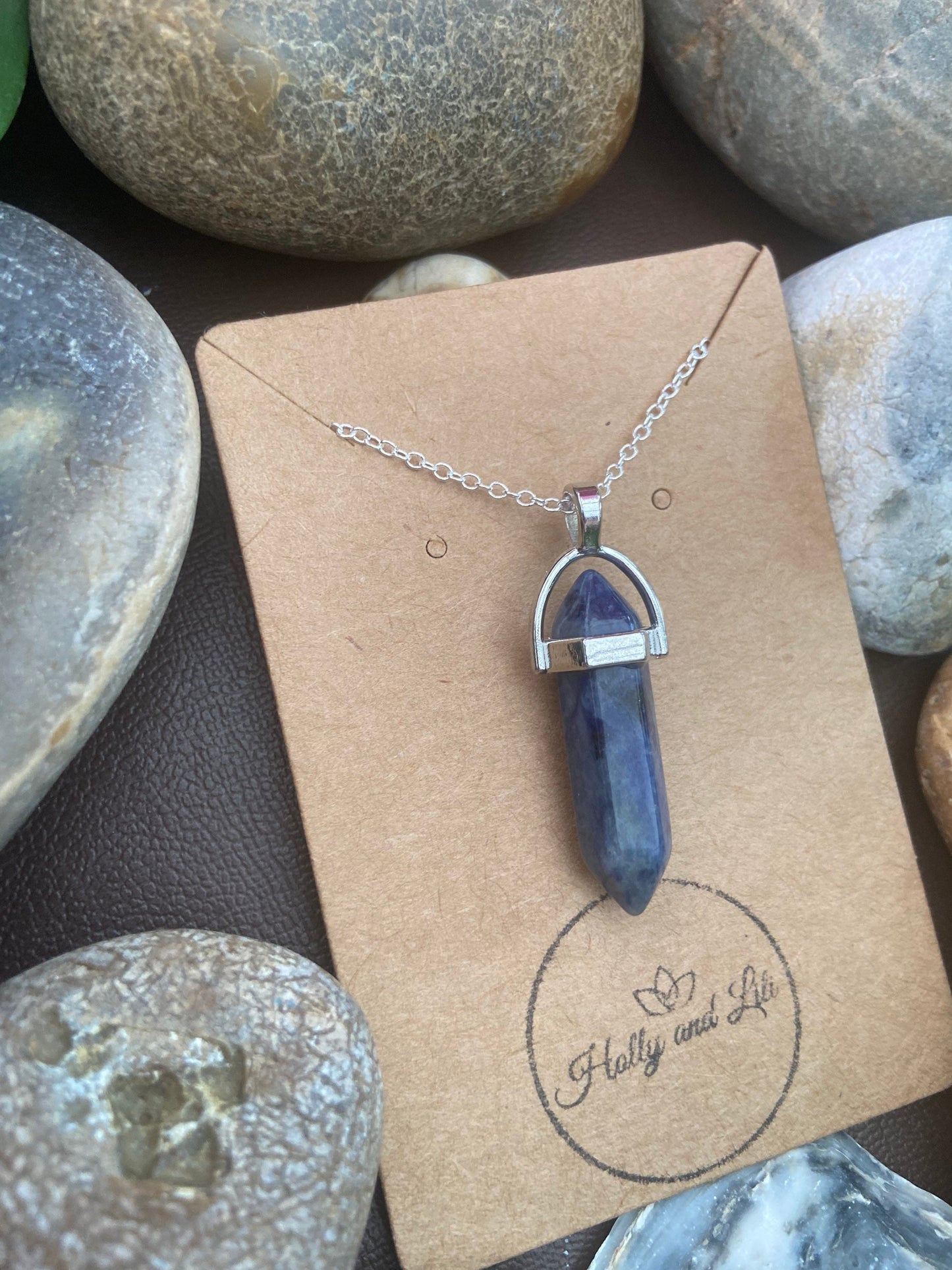 Lapis Lazuli Hexagon Crystal Necklace, Alphabet Initial, Lapis Lazuli Gemstone, Lapis Lazuli Necklace, Chain, Birthstone Necklace Gifts