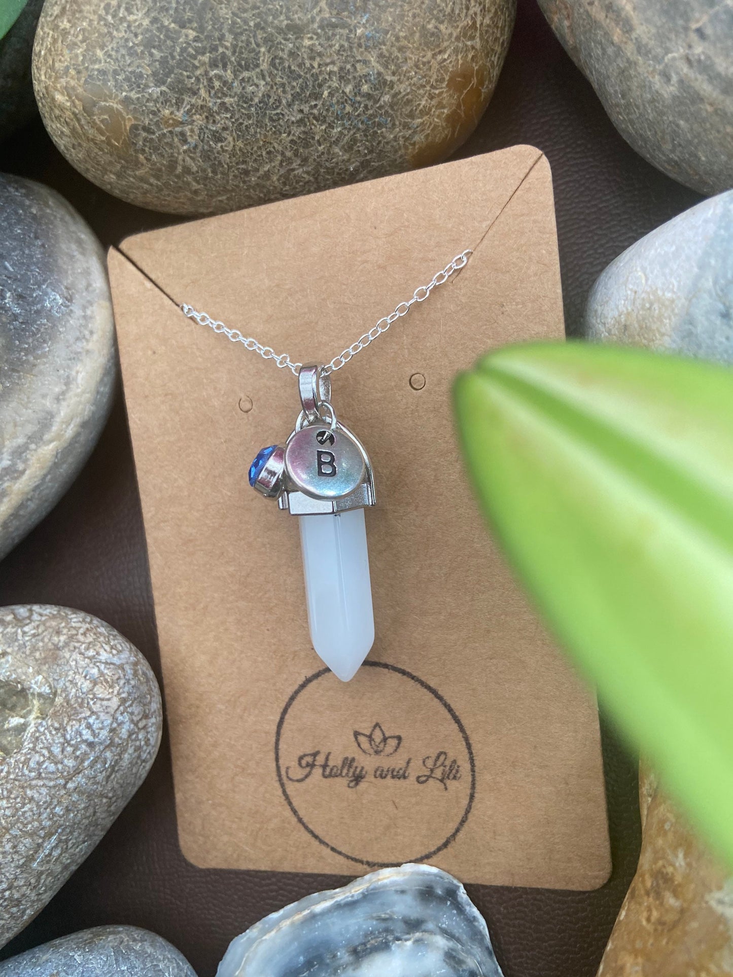 White Jade Hexagon Crystal Necklace, Alphabet Initial, White Jade Gemstone, White Jade Necklace, White Jade Chain, Birthstone Necklace Gifts
