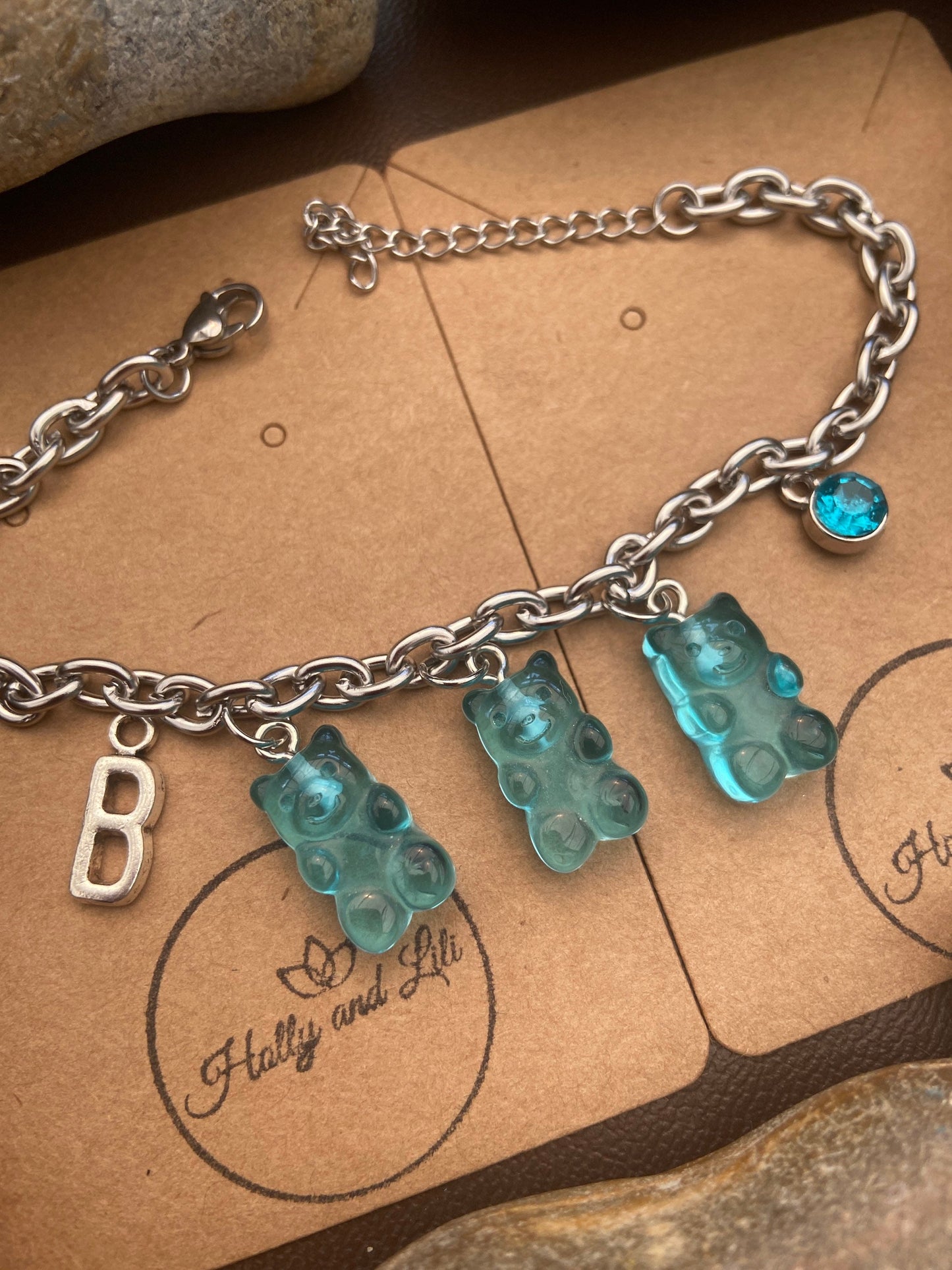 Gummy Bear Bracelet, Alphabet Initial Bracelet, Birthstone Bracelet, Initial Bracelet, Bear Anklet, Gummy Bear Bracelet, Novelty Bracelets