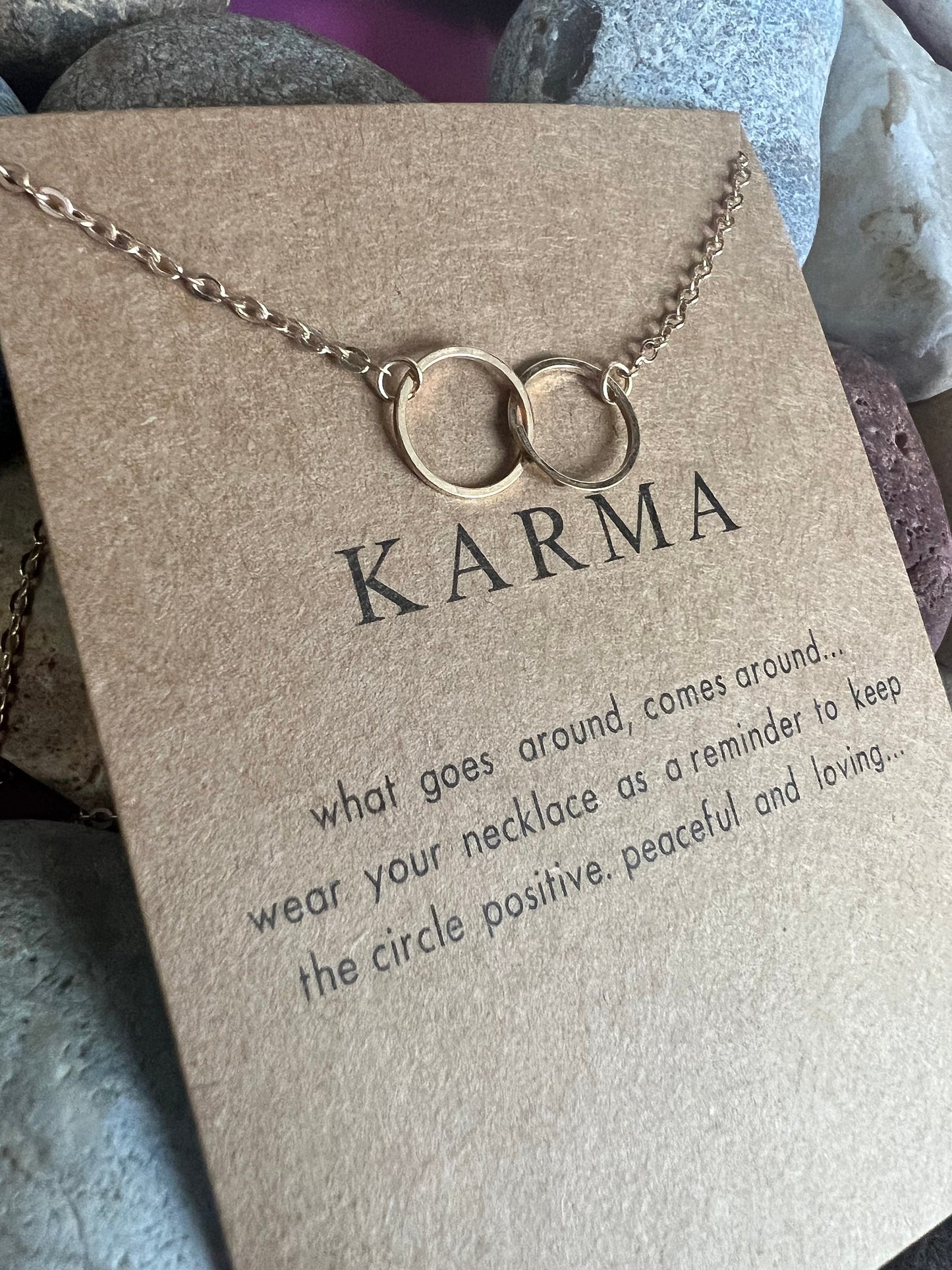 Karma Double Ring Necklace, Birthday Gifts, Stability Necklace, Personalised, Zodiac, Gift Necklace, Spirituality, Karma Chain, For My Lover