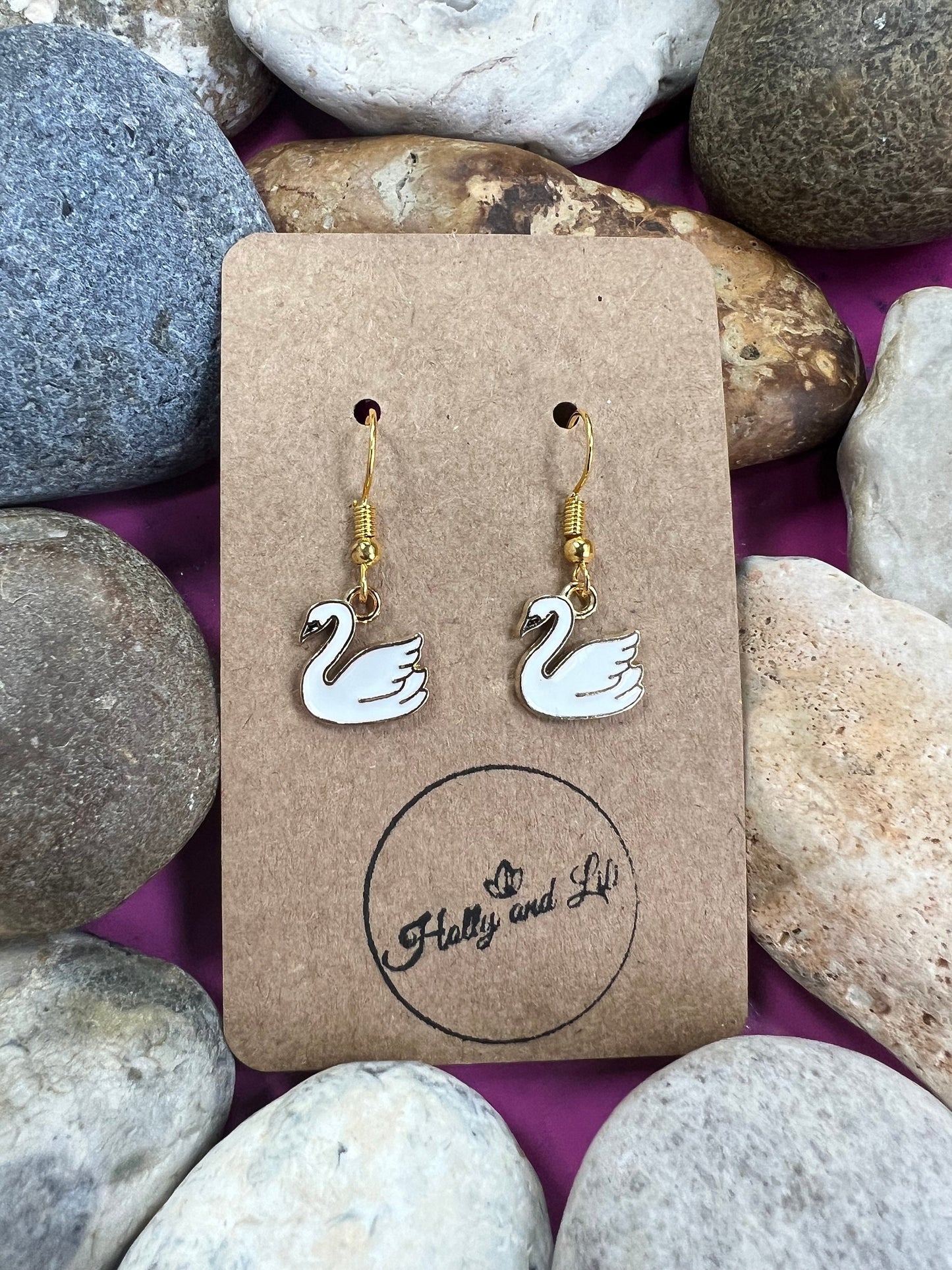 Swan Style Novelty Earrings, Swans Personalised Earrings, Bird Earring Hoops, Drake Earrings, Earring gifts For Her