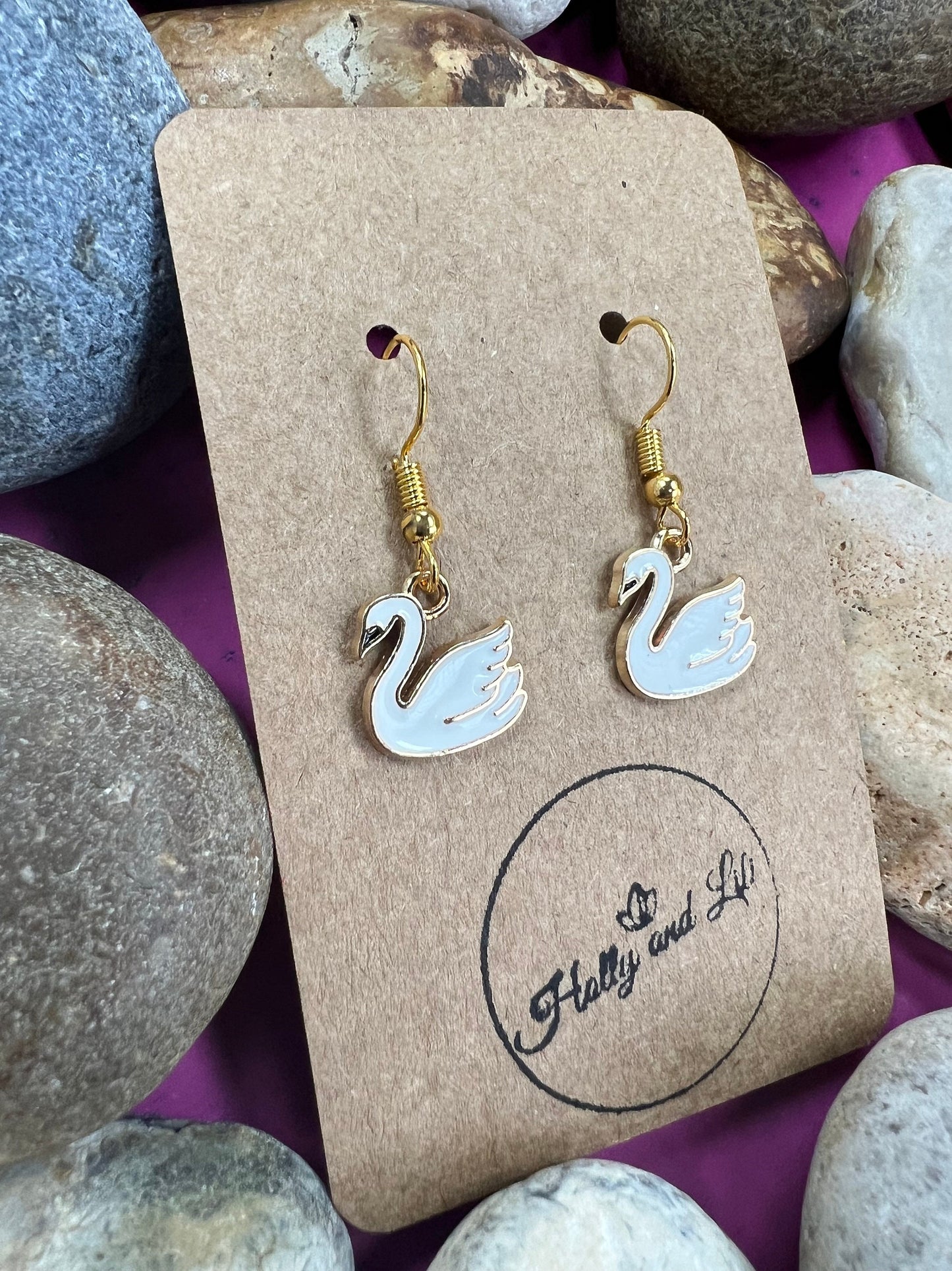 Swan Style Novelty Earrings, Swans Personalised Earrings, Bird Earring Hoops, Drake Earrings, Earring gifts For Her