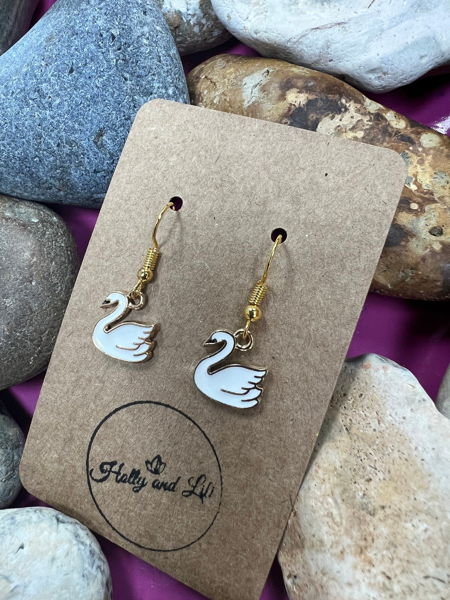 Swan Style Novelty Earrings, Swans Personalised Earrings, Bird Earring Hoops, Drake Earrings, Earring gifts For Her