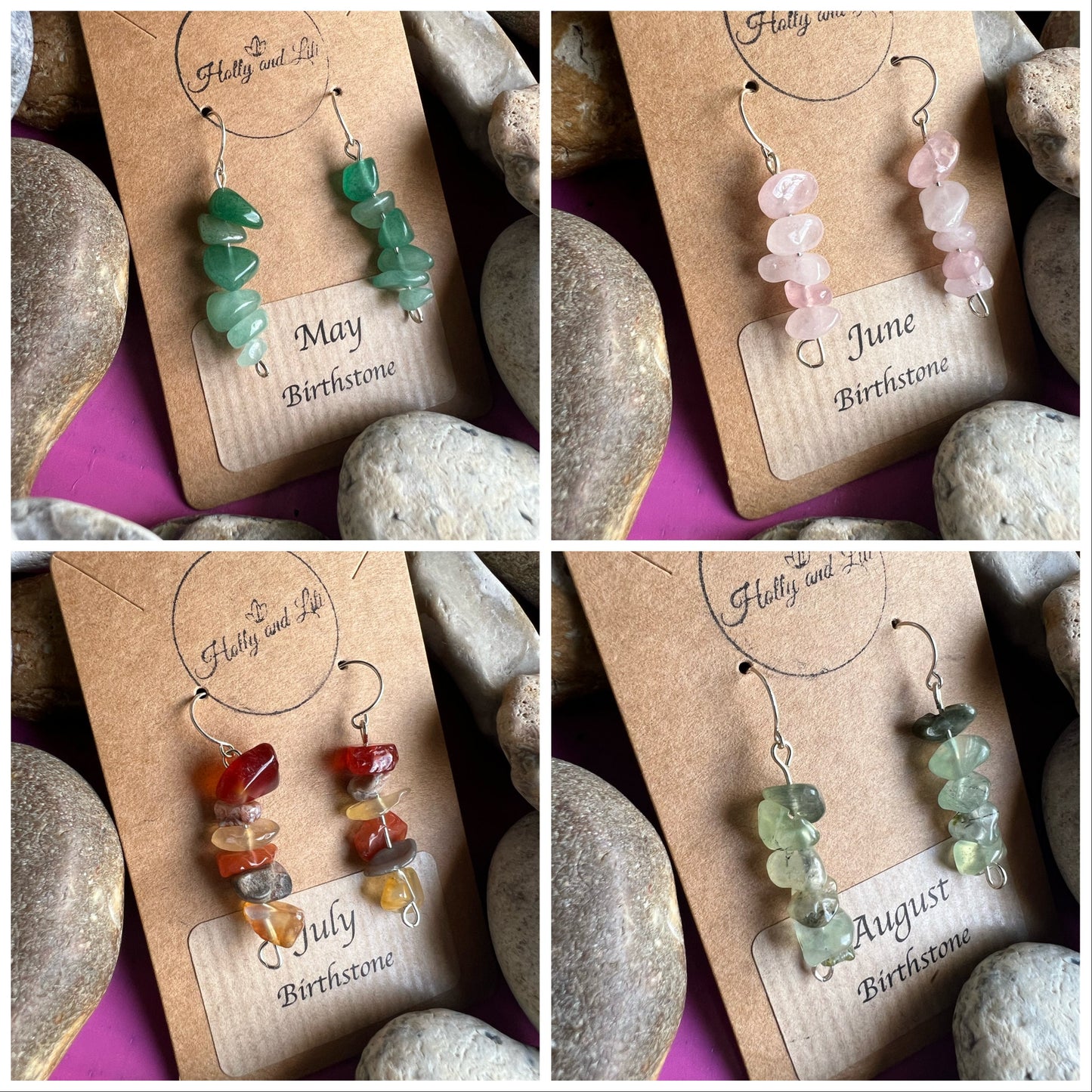 Birthstone Pebble Drop And Dangle Crystals Earrings, Amethyst Earrings, Pearl Earrings, Aquamarine Earrings, Handmade Necklace, Birthstones