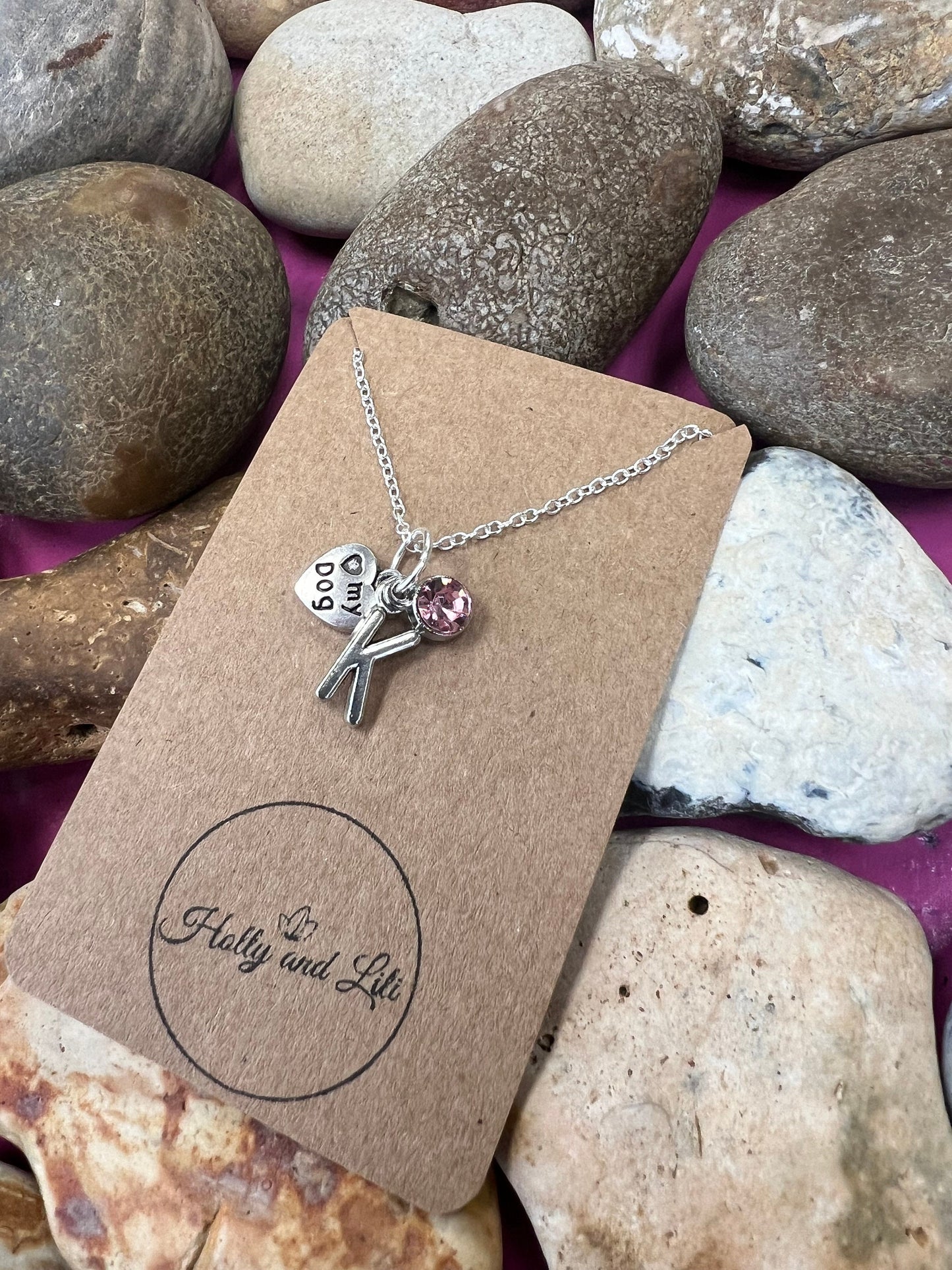 Heart Love My Dog Personalised Pendant Charm Necklace, Dog, Cat, Dogs, Alphabet Initials, Birthstone Charm, Animal Lover,Dog Remembrance