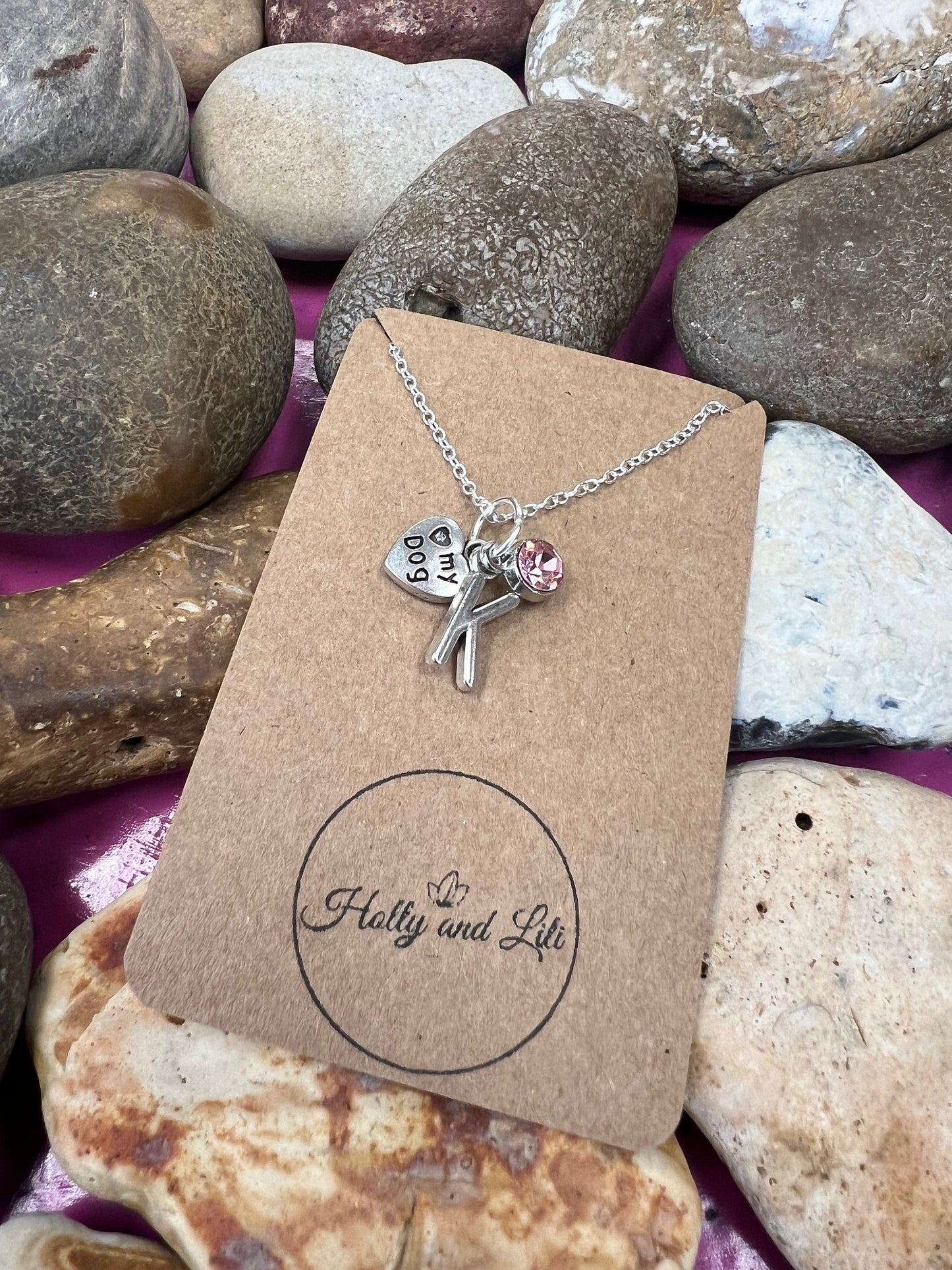 Heart Love My Dog Personalised Pendant Charm Necklace, Dog, Cat, Dogs, Alphabet Initials, Birthstone Charm, Animal Lover,Dog Remembrance