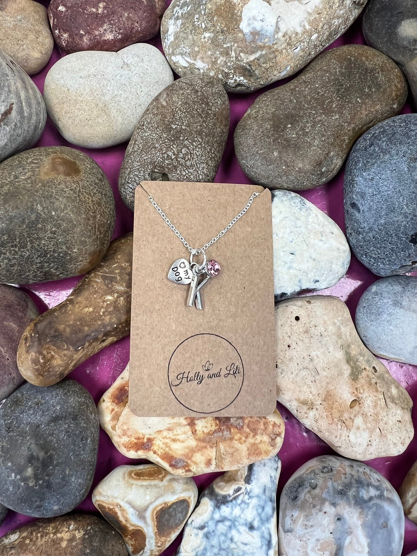 Heart Love My Dog Personalised Pendant Charm Necklace, Dog, Cat, Dogs, Alphabet Initials, Birthstone Charm, Animal Lover,Dog Remembrance