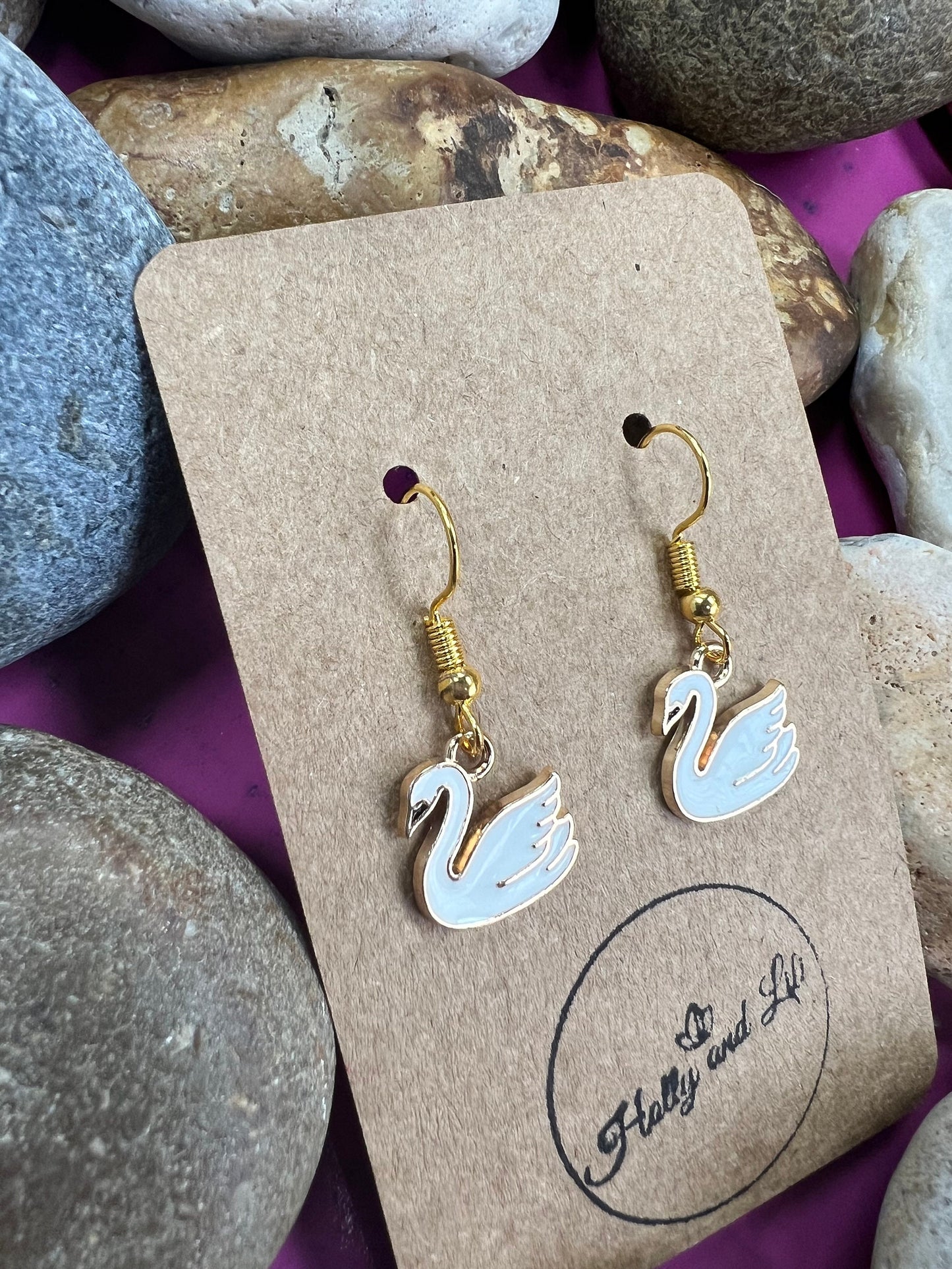 Swan Style Novelty Earrings, Swans Personalised Earrings, Bird Earring Hoops, Drake Earrings, Earring gifts For Her