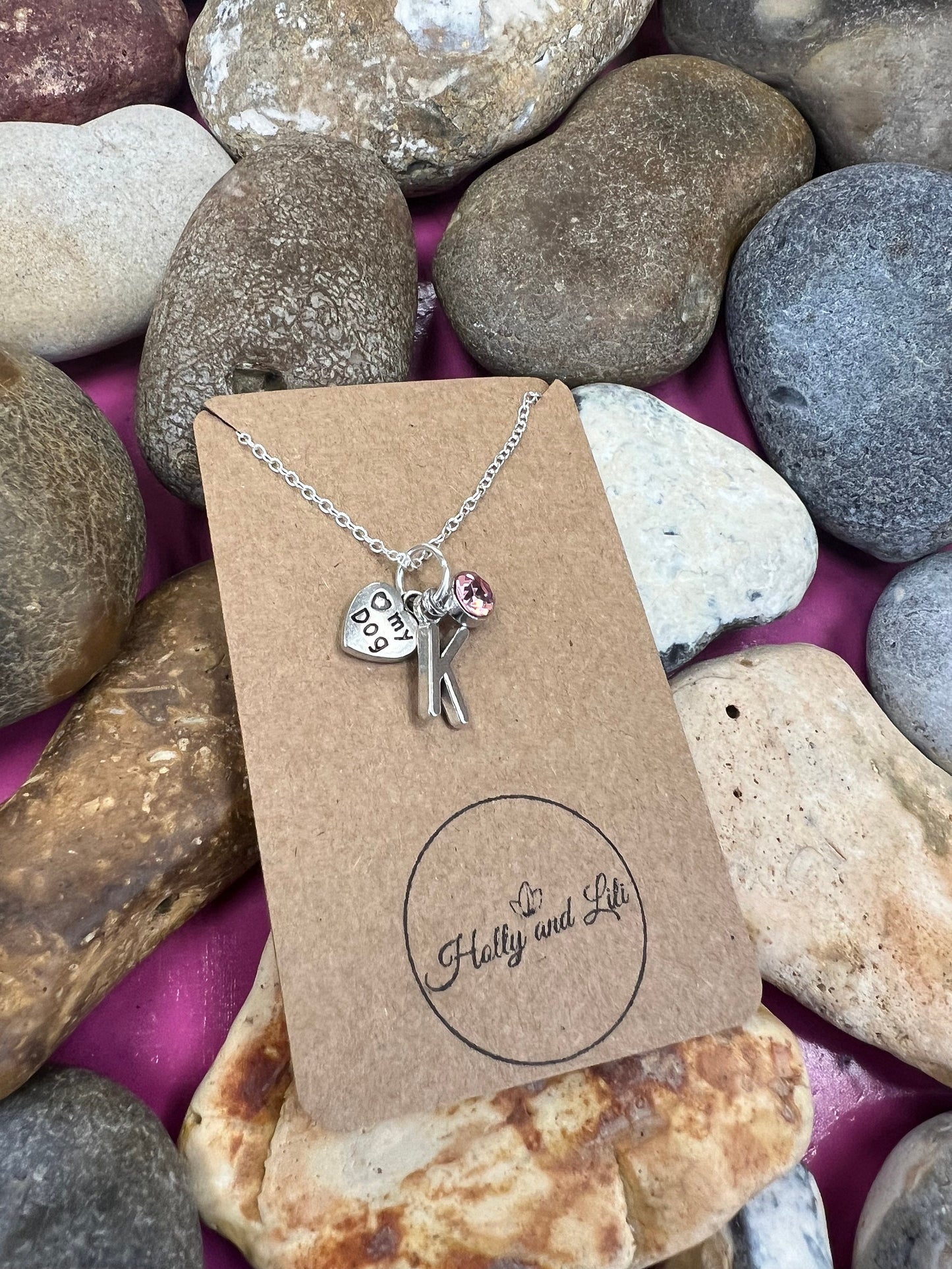 Heart Love My Dog Personalised Pendant Charm Necklace, Dog, Cat, Dogs, Alphabet Initials, Birthstone Charm, Animal Lover,Dog Remembrance