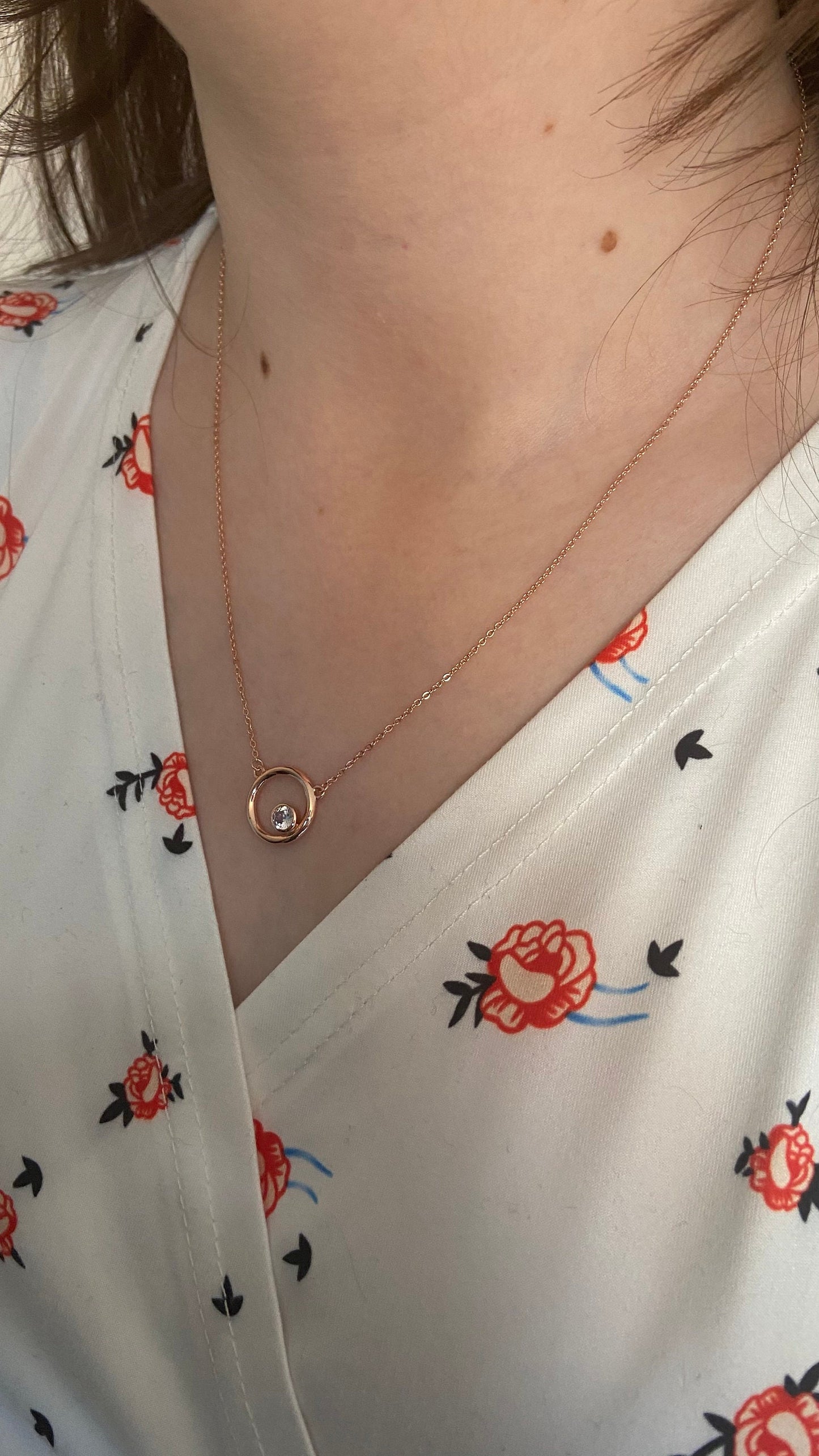 Rose Gold Necklace, Zirconia Pendant, Stirling Silver 925, Rose Gold, Gift For Her, For Wife, For Partner, Rose Gold Sterling Silver