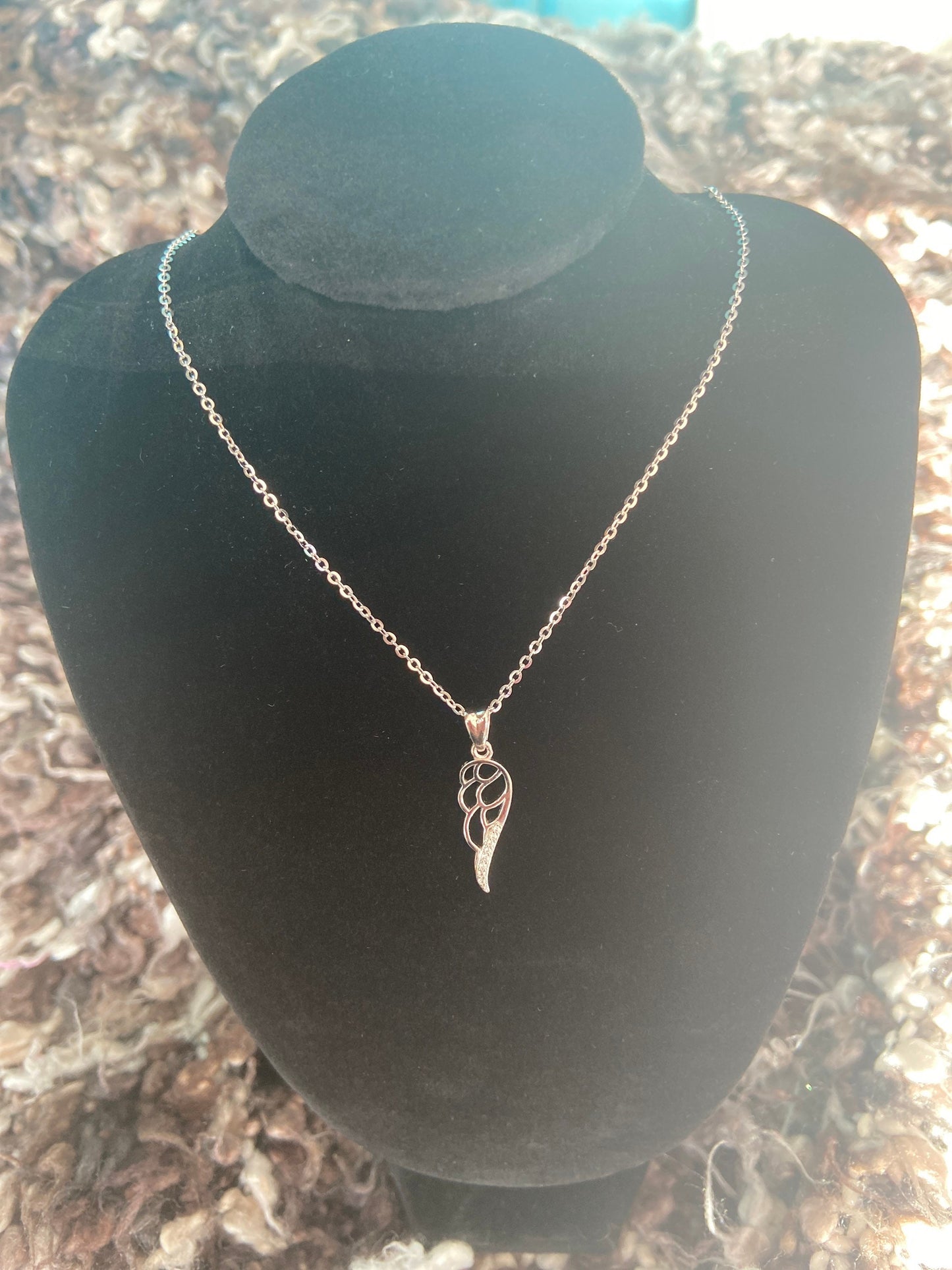 Angel Wing Pendant Necklace, Wing, Cubic Zirconia, Stirling Silver 925 Angel Wing, For Wife, For Partner, Guardian Angel Necklace