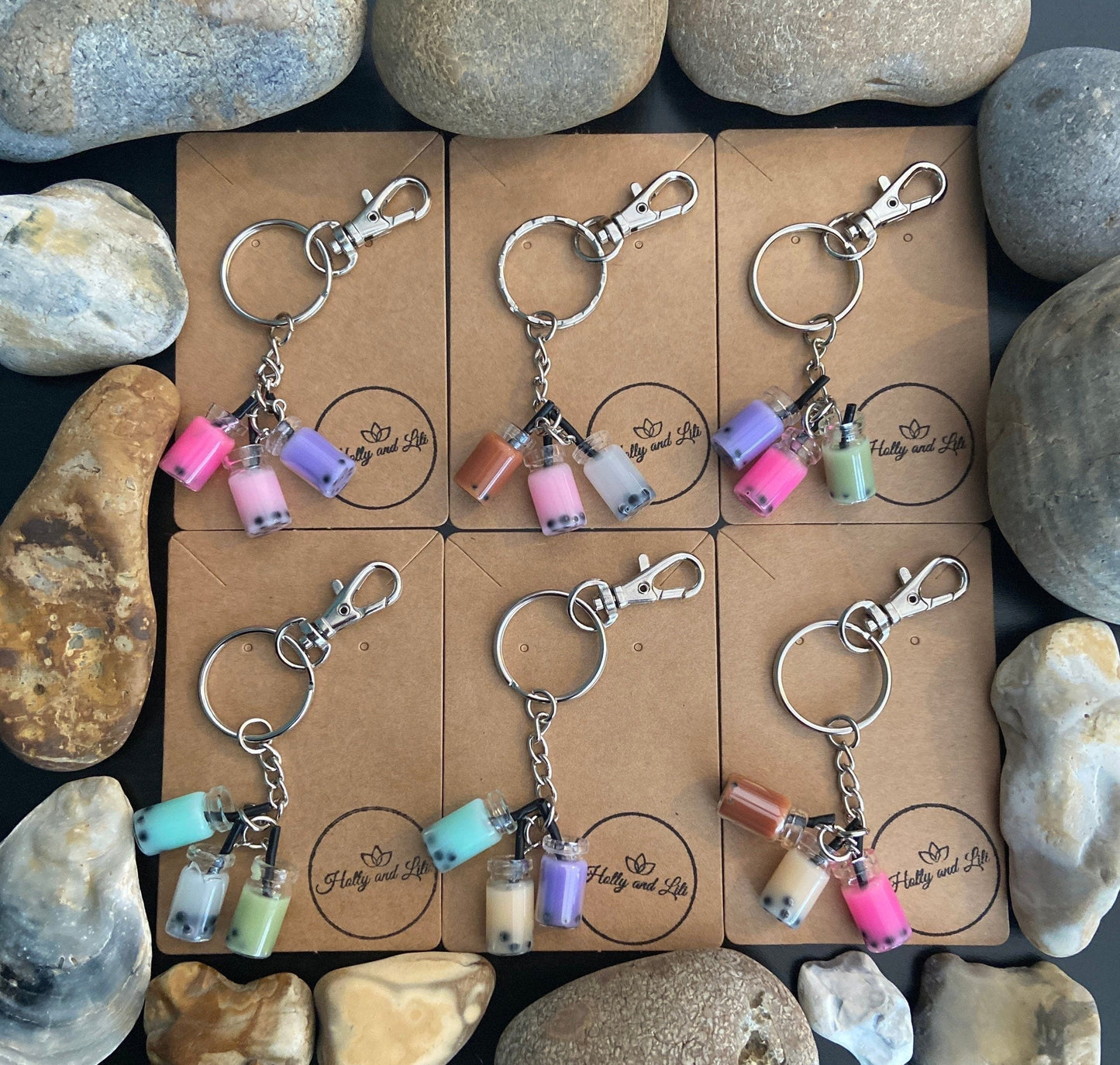 Bubble Tea Novelty Keyrings, Triple charm keychain, Personalised Boba Tea Milk, Zipper Chains, Cute Unique Gifts, Personalise Your Gift For