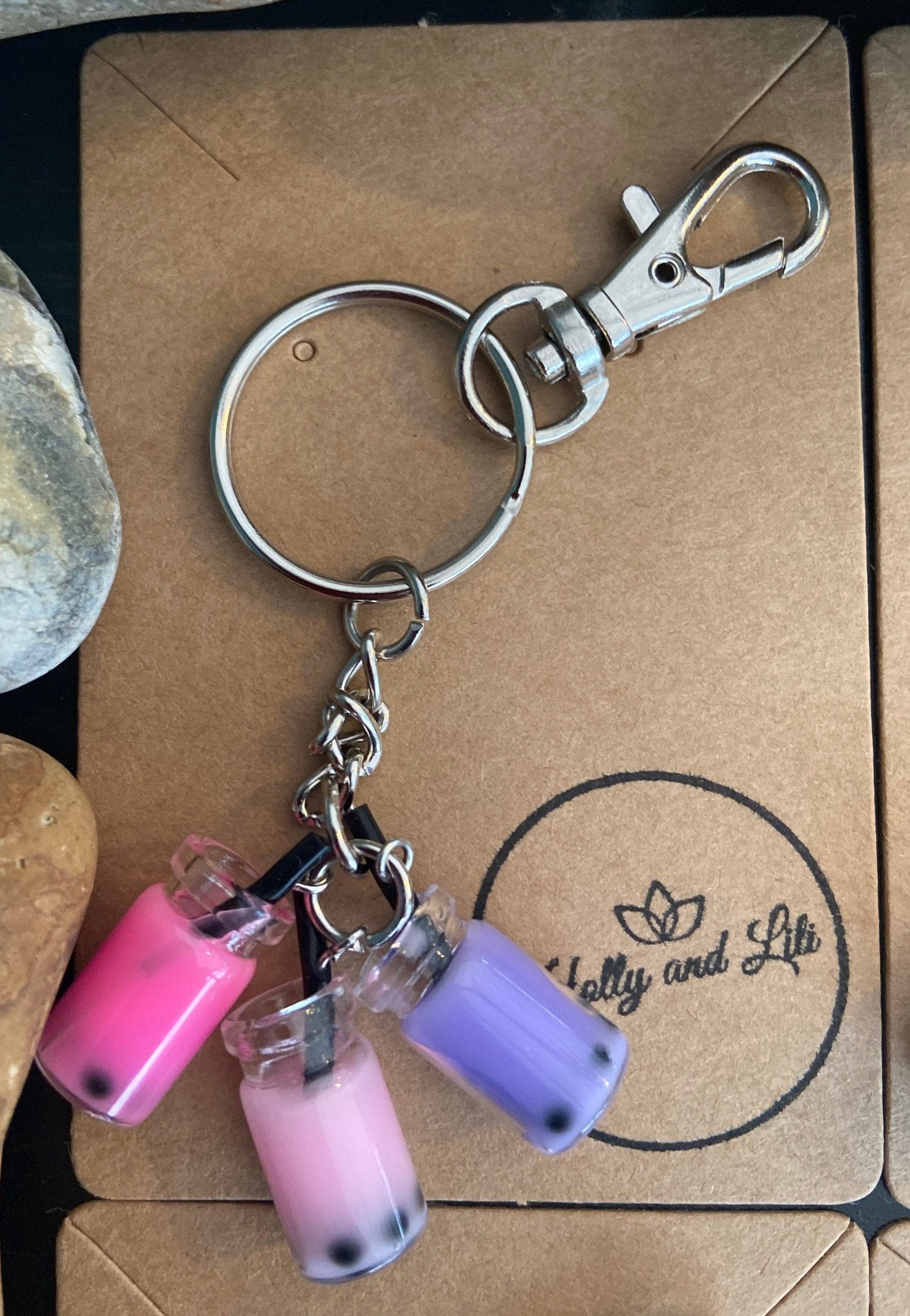 Bubble Tea Novelty Keyrings, Triple charm keychain, Personalised Boba Tea Milk, Zipper Chains, Cute Unique Gifts, Personalise Your Gift For