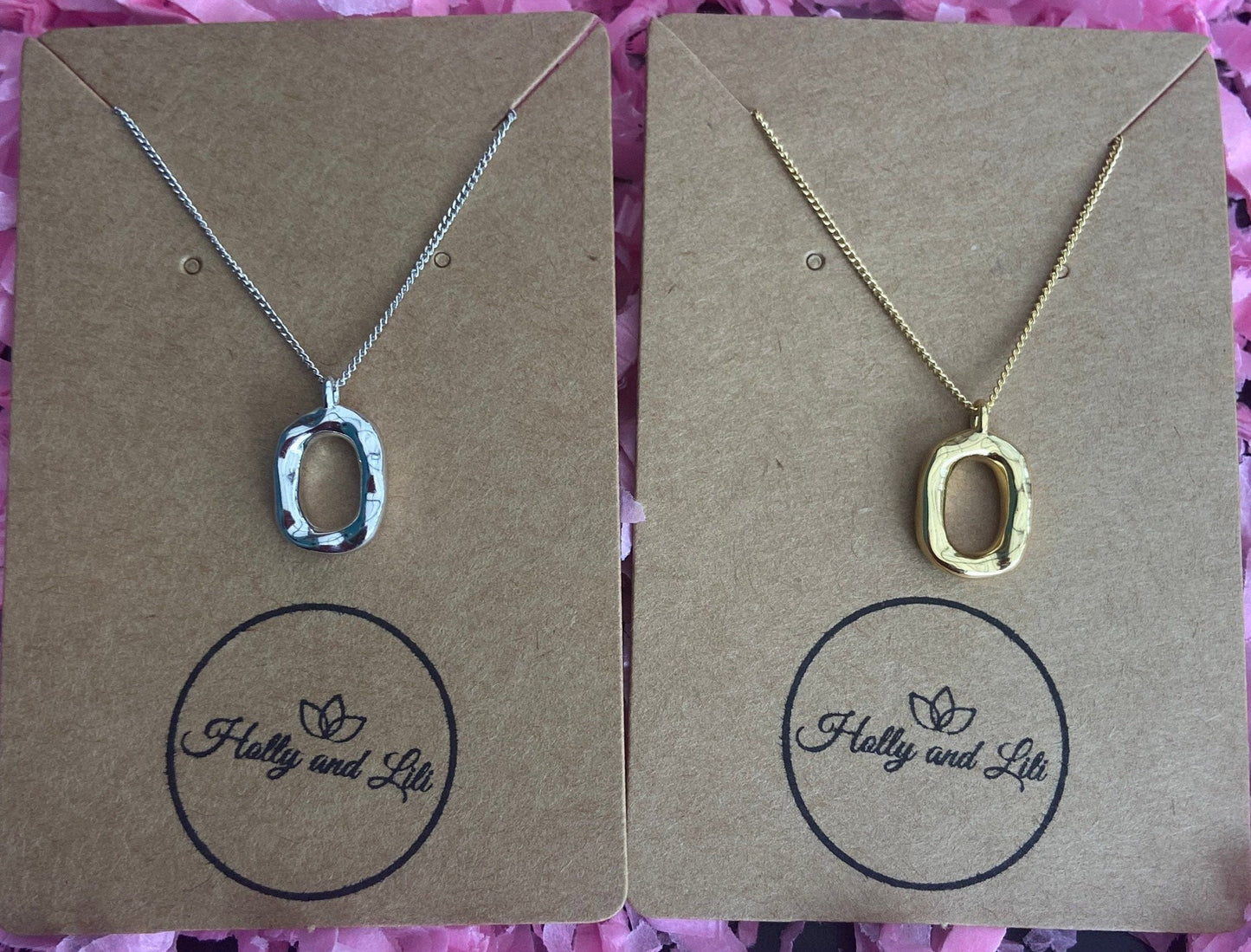 Silver & Gold Necklaces, Pair Of Pendant Silver Stirling 925,  Personalised Message Gift, Valentines Necklace, Valentines, Valentines Gifts