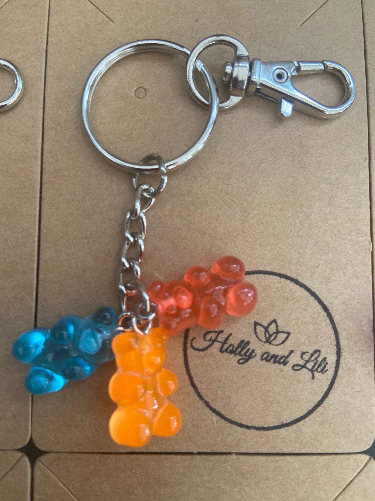 Gummy Bear Keyring, Triple Charm Personalised, Teddy Bear Keychains, Gummy Zipper Keyring , Novelty Keychains, Personalise Bear Gift For BFF