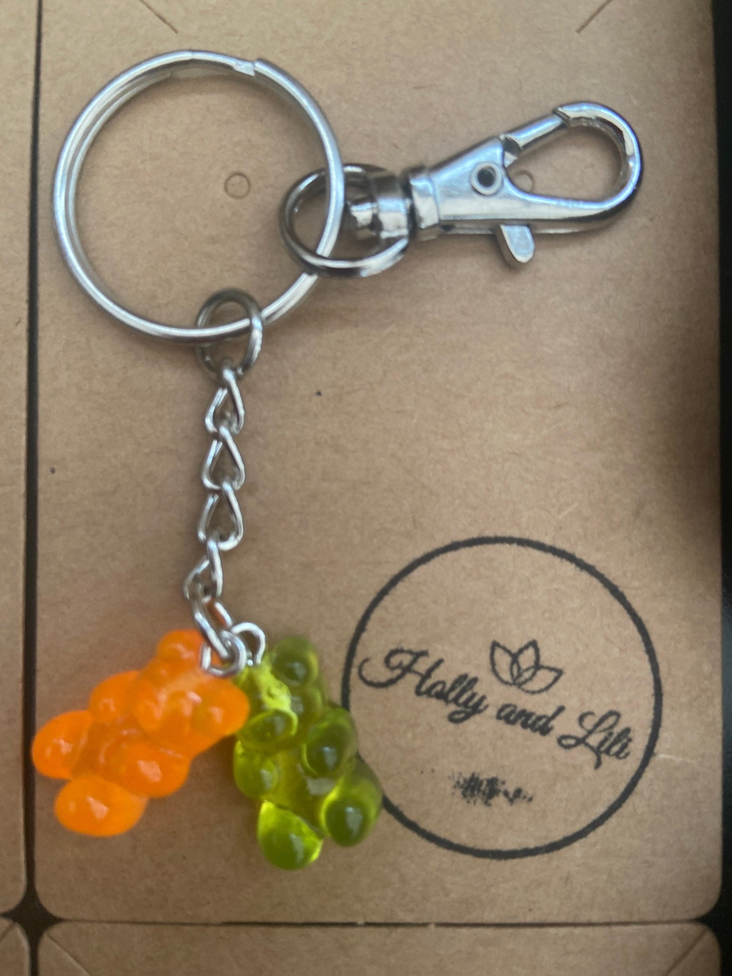 Gummy Bear Style Keyring, Teddy Bear Double Charm, Personalsed Gummy Keychain, Many Colours, Novelty Zipper Chain, Cute Bear Gifts for Bff