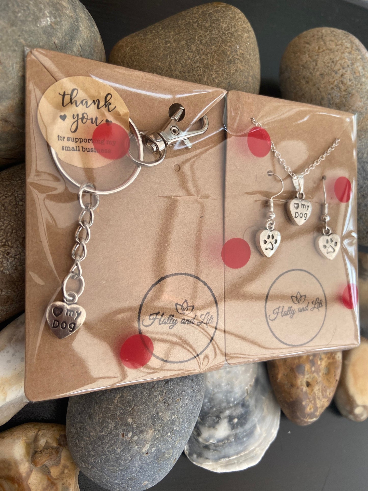 Dog Jewellery set - 3 Piece Jewellery Set- I Love My Dog - From Holly And Lili...