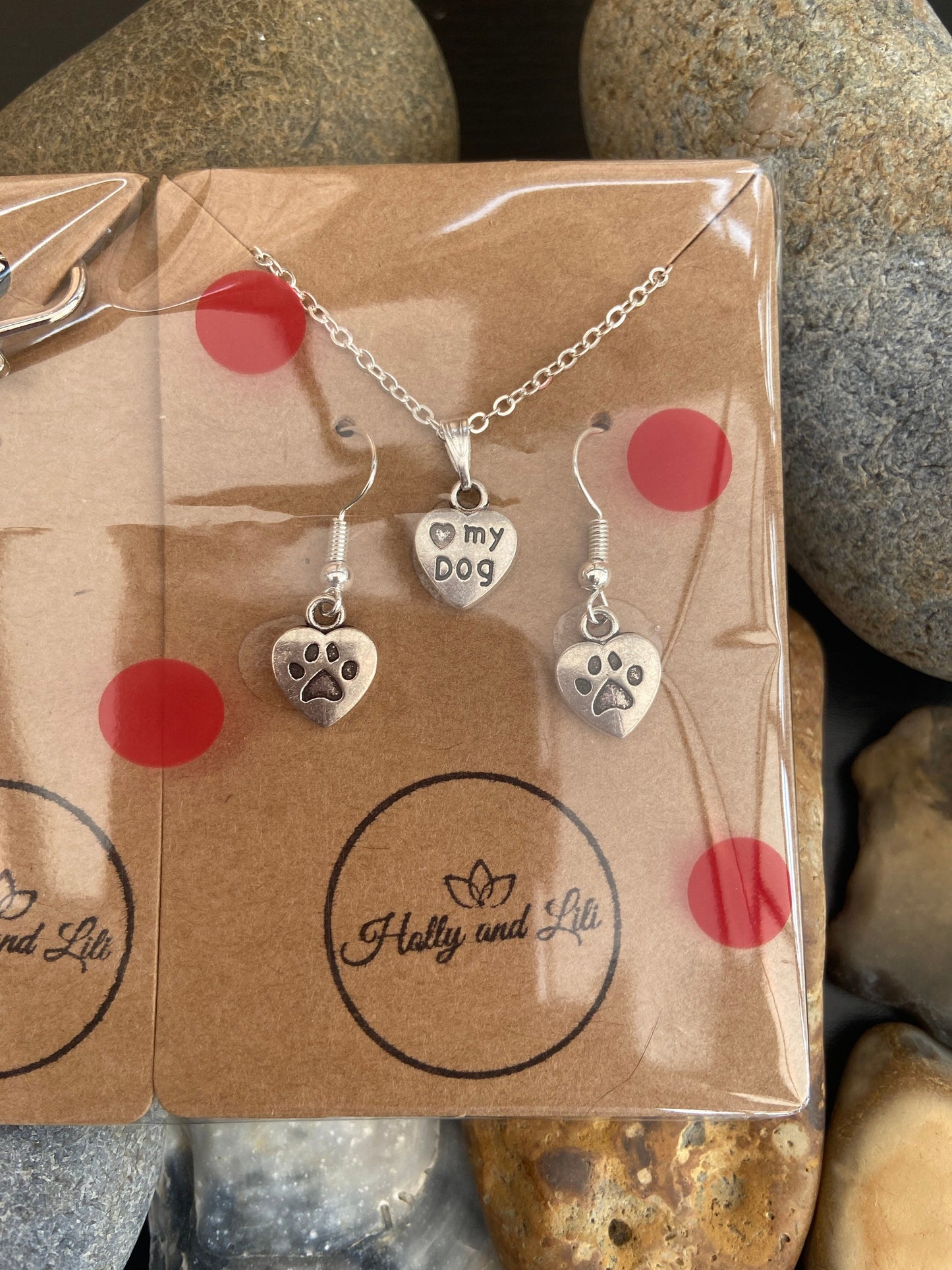 Dog Jewellery set - 3 Piece Jewellery Set- I Love My Dog - From Holly And Lili...