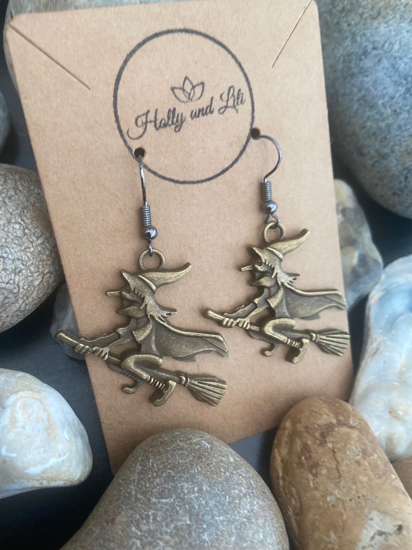 Witch On A Broomstick Halloween Style Earrings - From Holly And Lili...