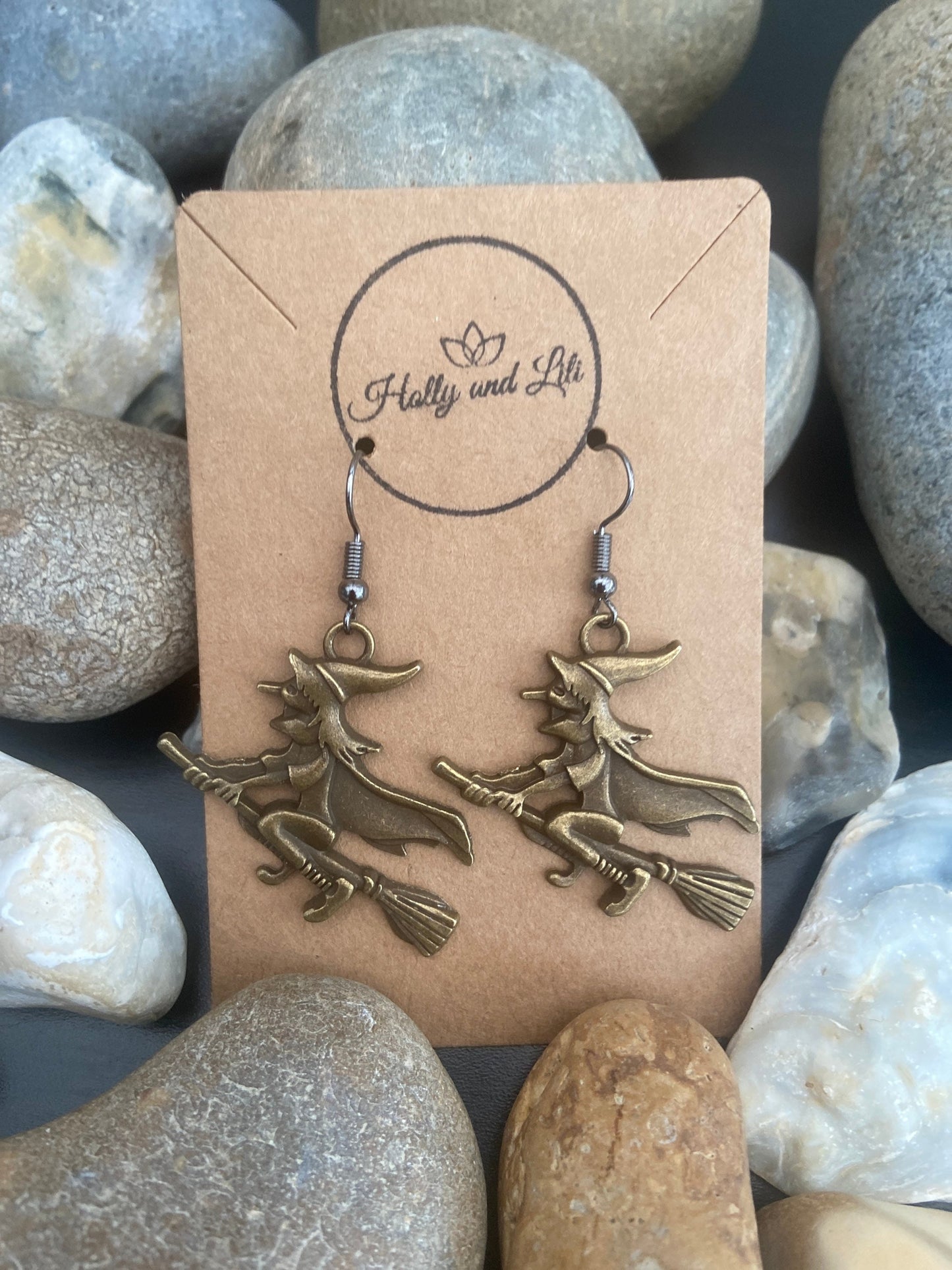 Witch On A Broomstick Halloween Style Earrings - From Holly And Lili...