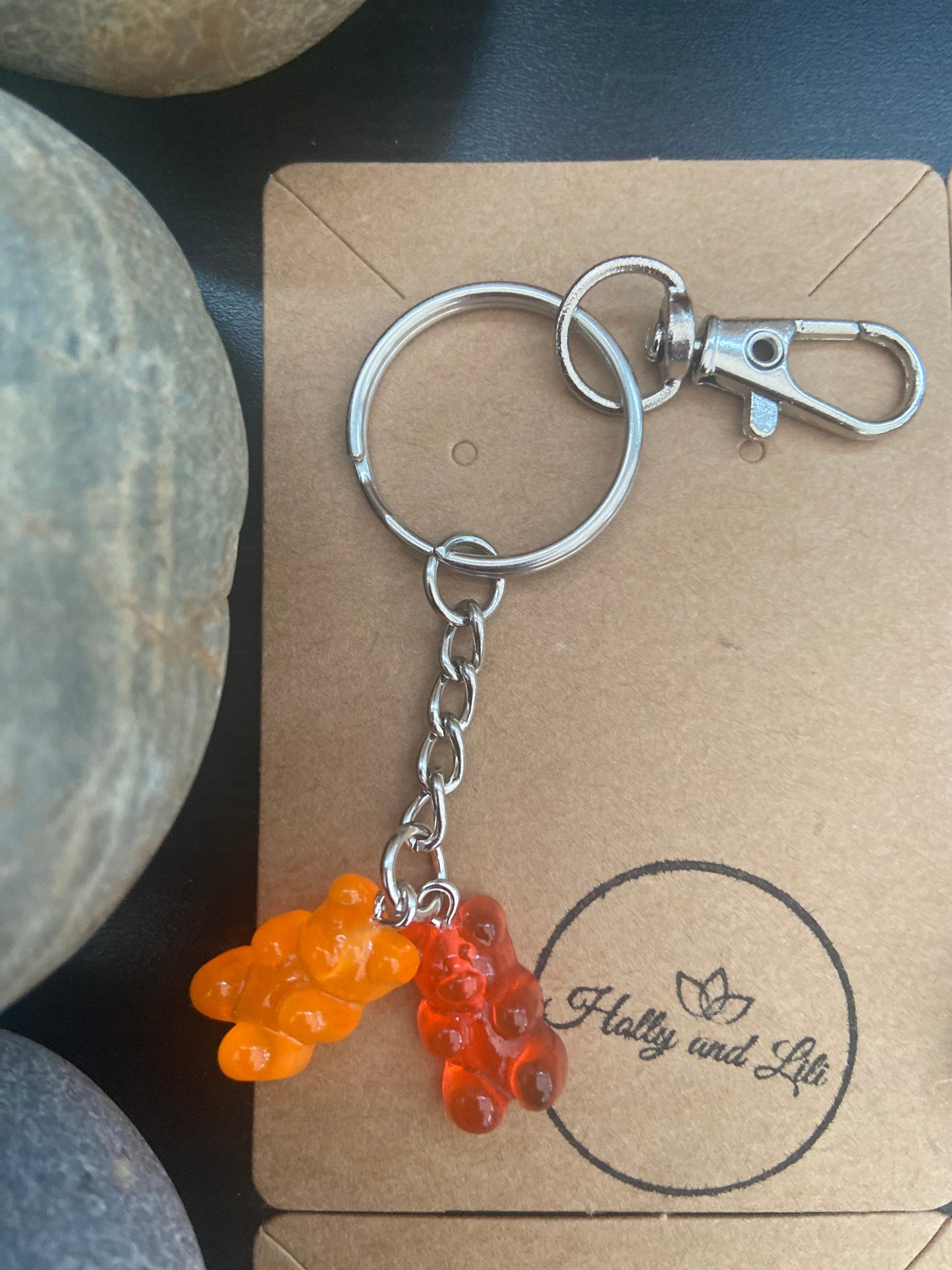 Gummy Bear Style Keyring, Teddy Bear Double Charm, Personalsed Gummy Keychain, Many Colours, Novelty Zipper Chain, Cute Bear Gifts for Bff