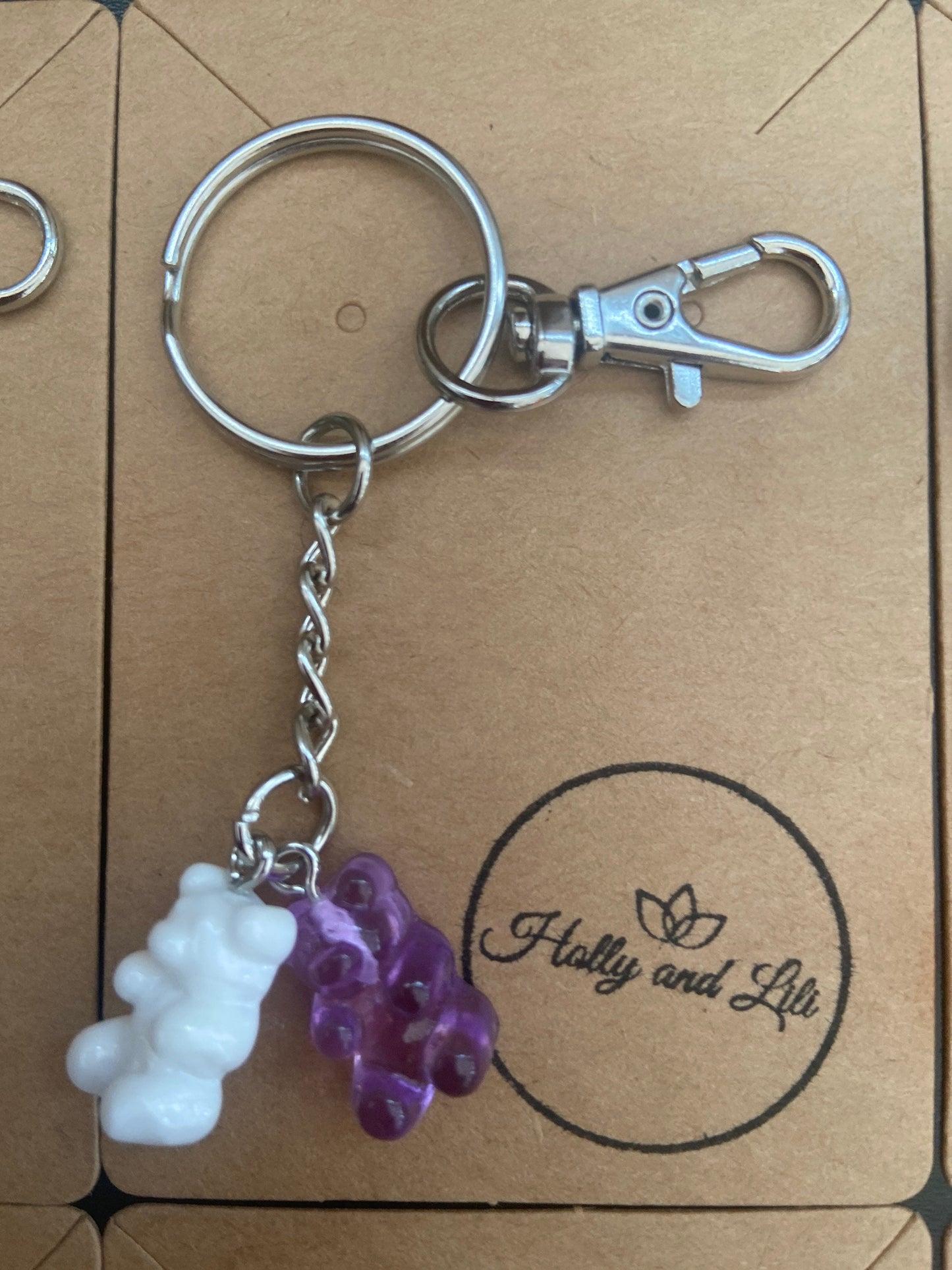 Gummy Bear Style Keyring, Teddy Bear Double Charm, Personalsed Gummy Keychain, Many Colours, Novelty Zipper Chain, Cute Bear Gifts for Bff