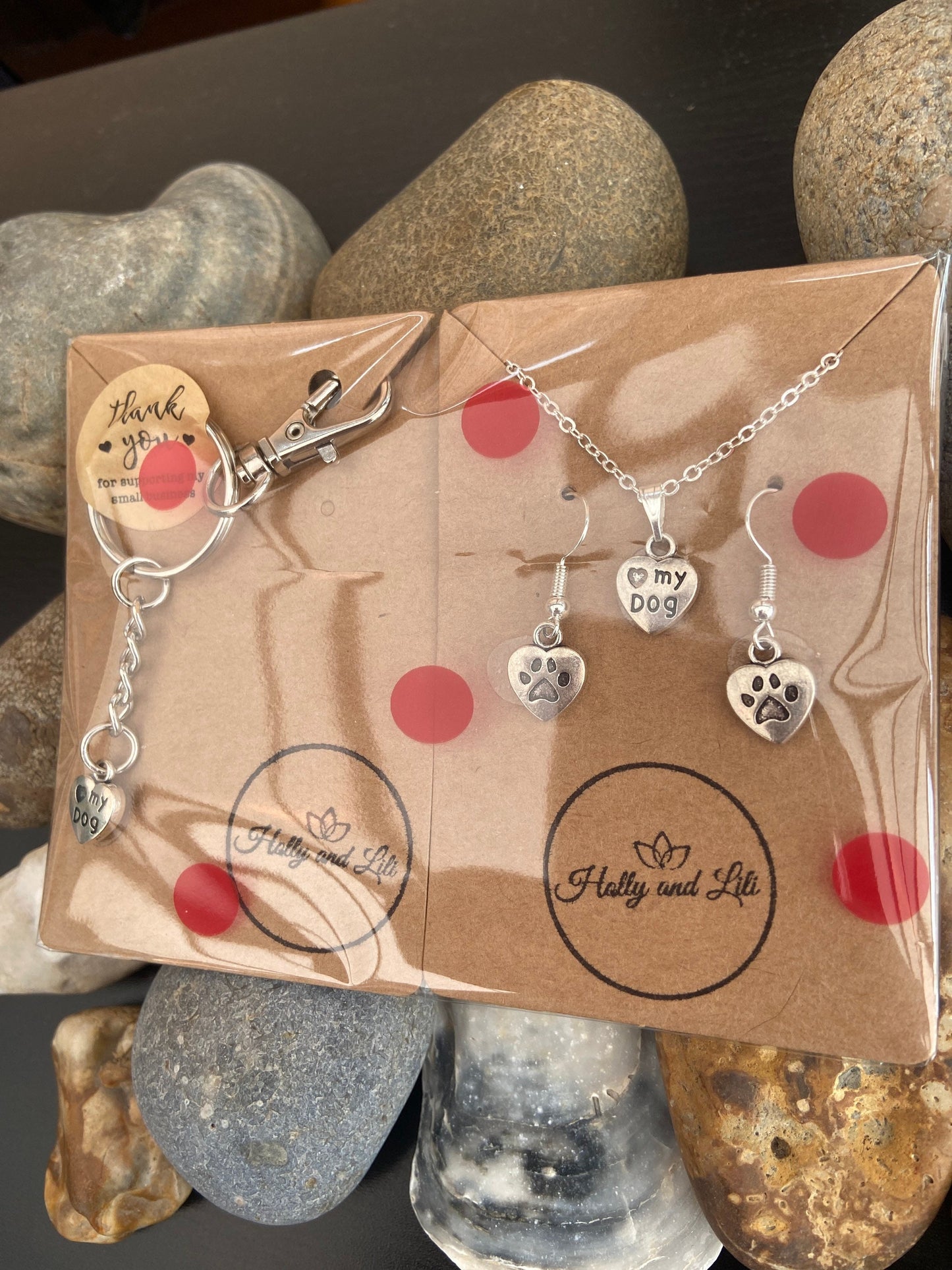 Dog Jewellery set - 3 Piece Jewellery Set- I Love My Dog - From Holly And Lili...