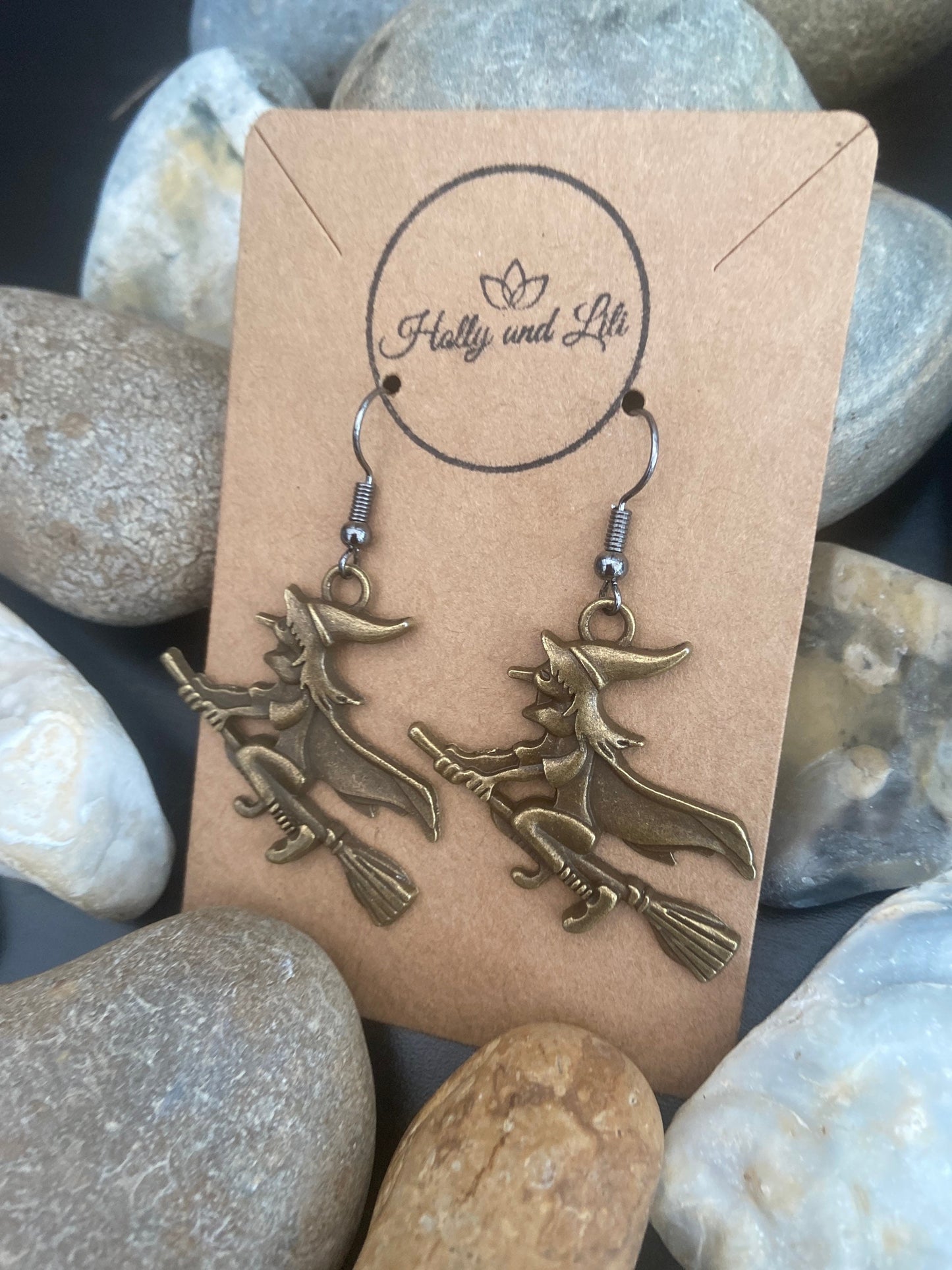 Witch On A Broomstick Halloween Style Earrings - From Holly And Lili...