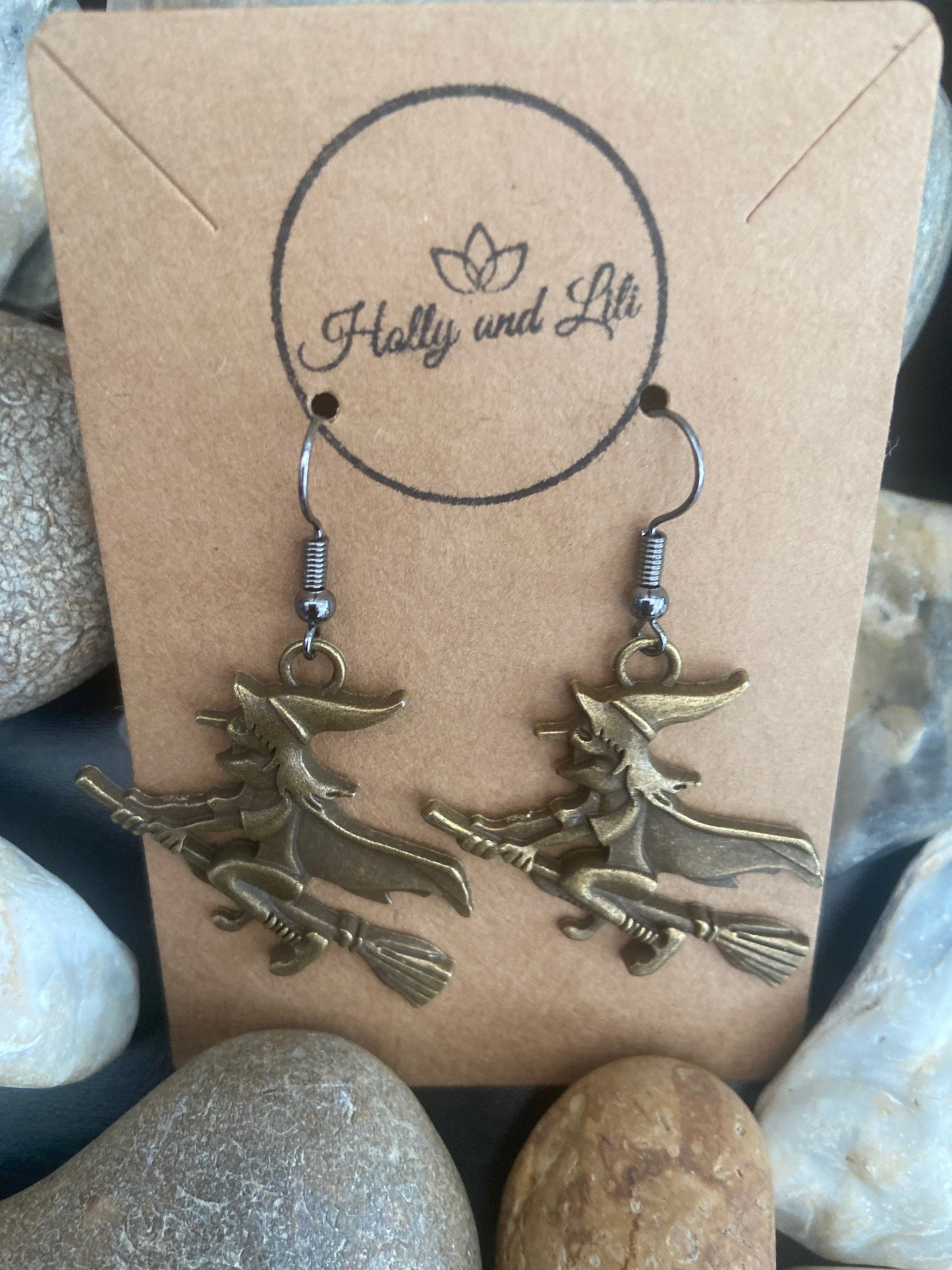 Witch On A Broomstick Halloween Style Earrings - From Holly And Lili...