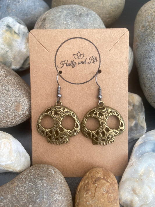 Skull Earrings, Skeleton Earrings, Skull Hooks, Skull Hoops Drop And Dangle Earrings