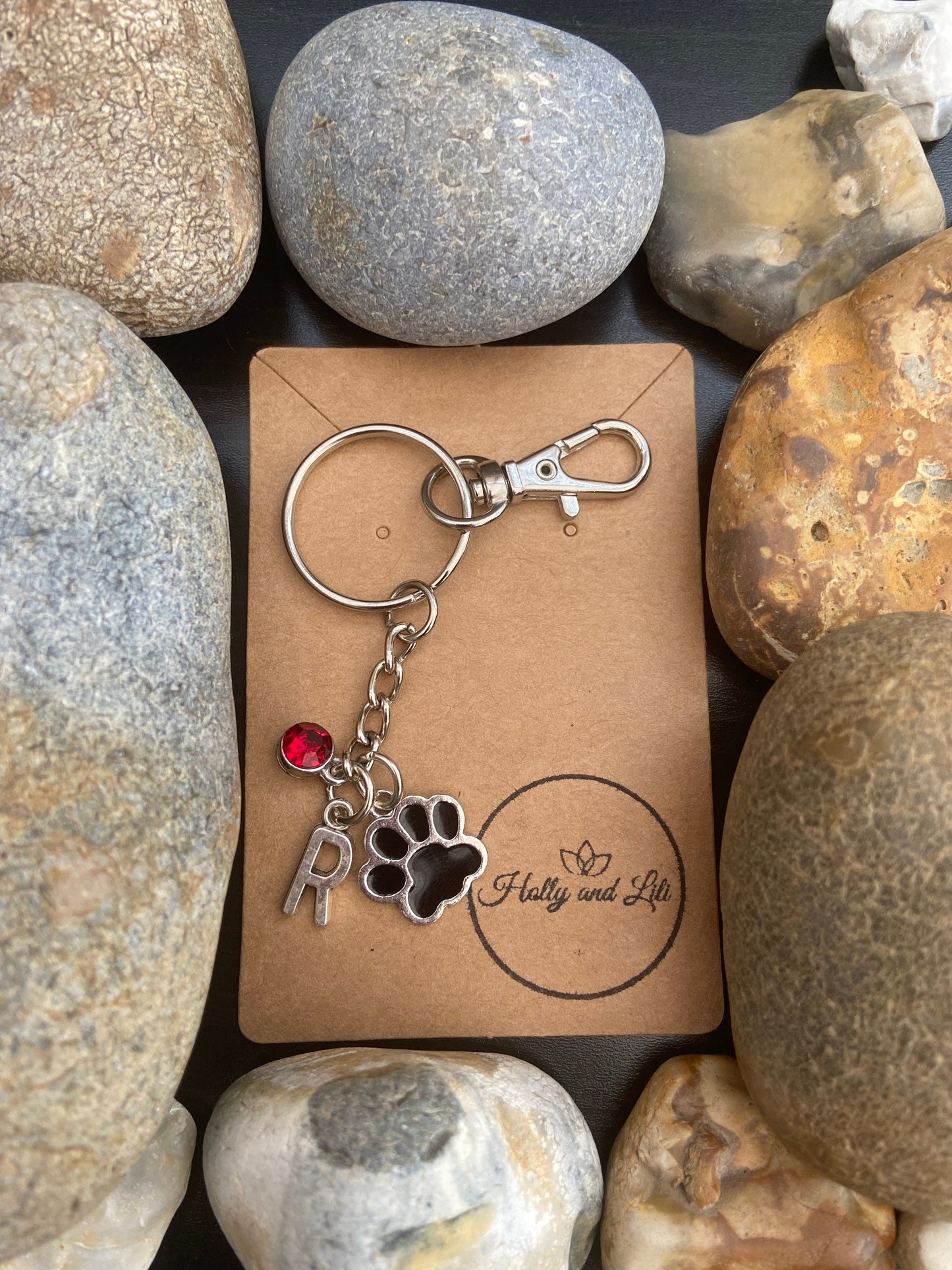 Animal Paw Style Personalised Keychain, animal Paws Keyring, Never Forget them, Alphabet Initials, Birthstone Charm, Dog Paw Zipper chain