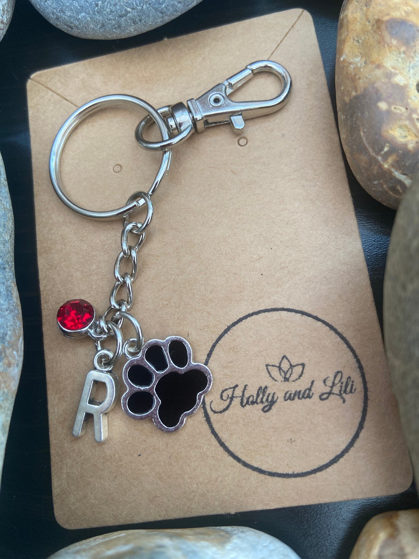 Animal Paw Style Personalised Keychain, animal Paws Keyring, Never Forget them, Alphabet Initials, Birthstone Charm, Dog Paw Zipper chain