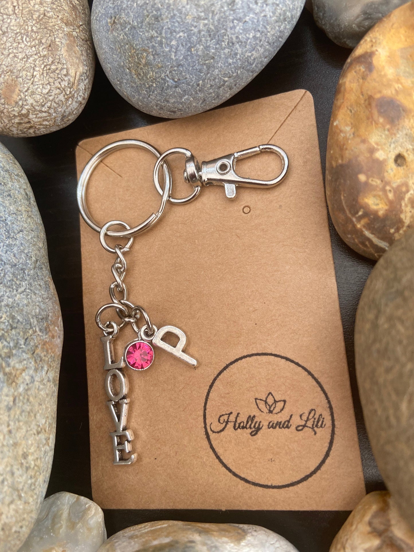 Love Personalised Keychain, I Love You Keyring, Alphabet Initials,  Birthstone Charm Keyring, Love You Keyring, Love Always Keychain, Zipper