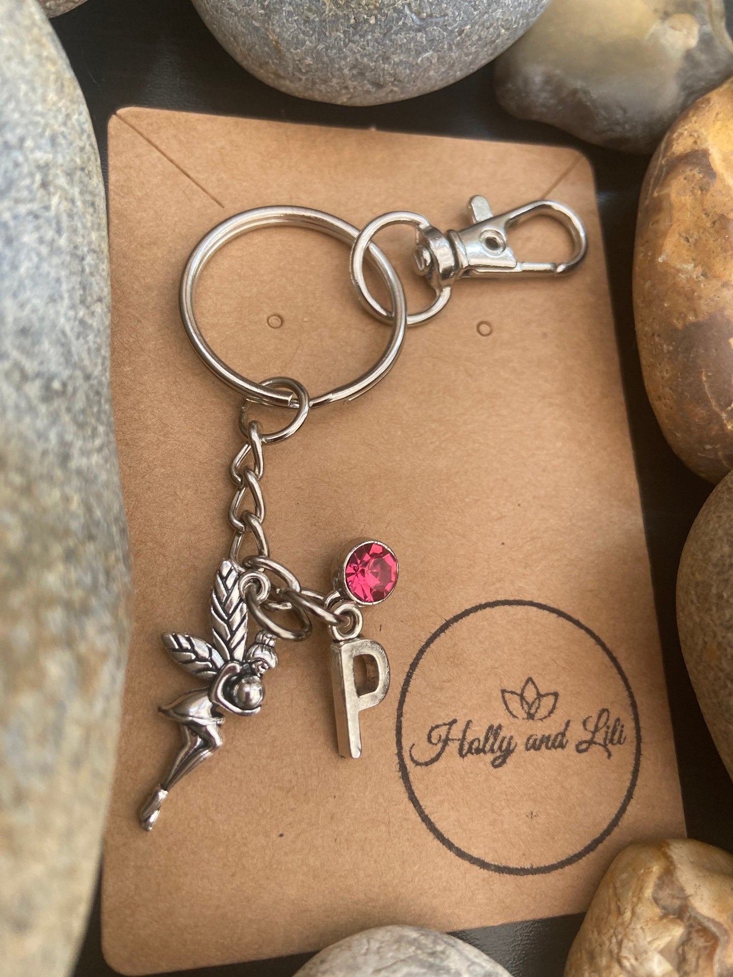 Fairy Personalised Keychain, Pixie Keyring Gift, Alphabet Initial,  Birthstone Charm, Magic Dust Personalised Gift, For BFF, Zipper Chain