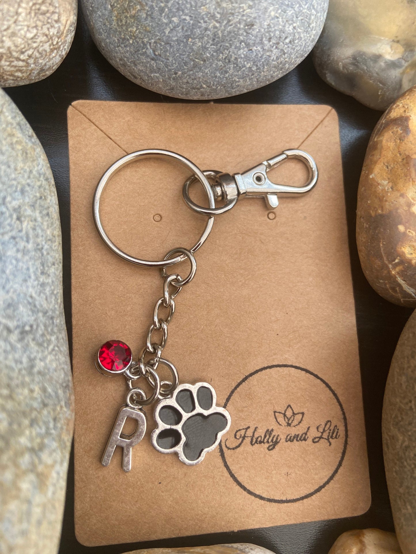 Animal Paw Style Personalised Keychain, animal Paws Keyring, Never Forget them, Alphabet Initials, Birthstone Charm, Dog Paw Zipper chain