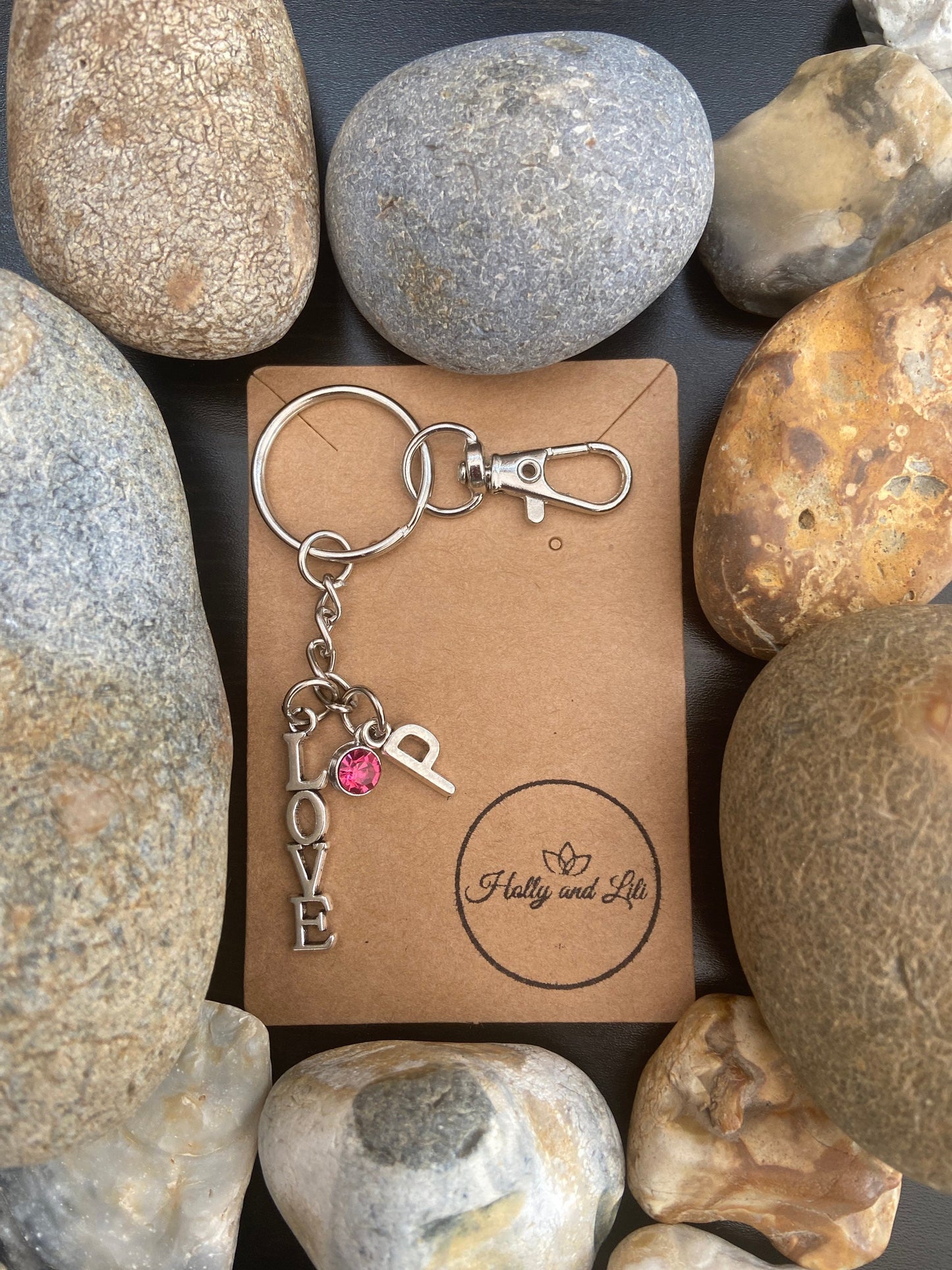 Love Personalised Keychain, I Love You Keyring, Alphabet Initials,  Birthstone Charm Keyring, Love You Keyring, Love Always Keychain, Zipper