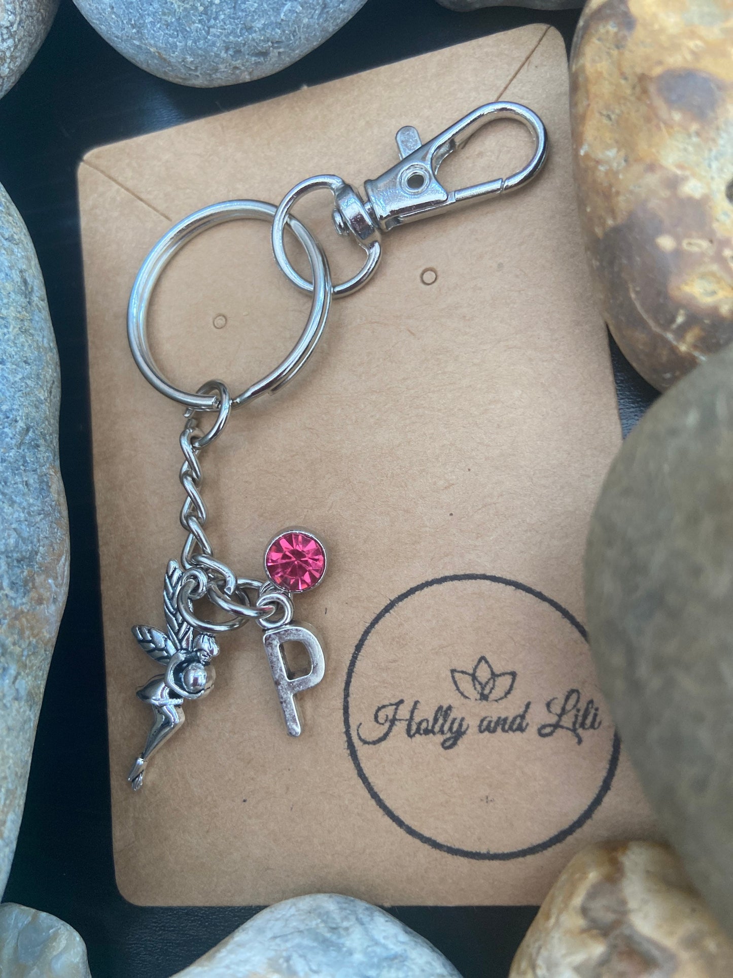 Fairy Personalised Keychain, Pixie Keyring Gift, Alphabet Initial,  Birthstone Charm, Magic Dust Personalised Gift, For BFF, Zipper Chain