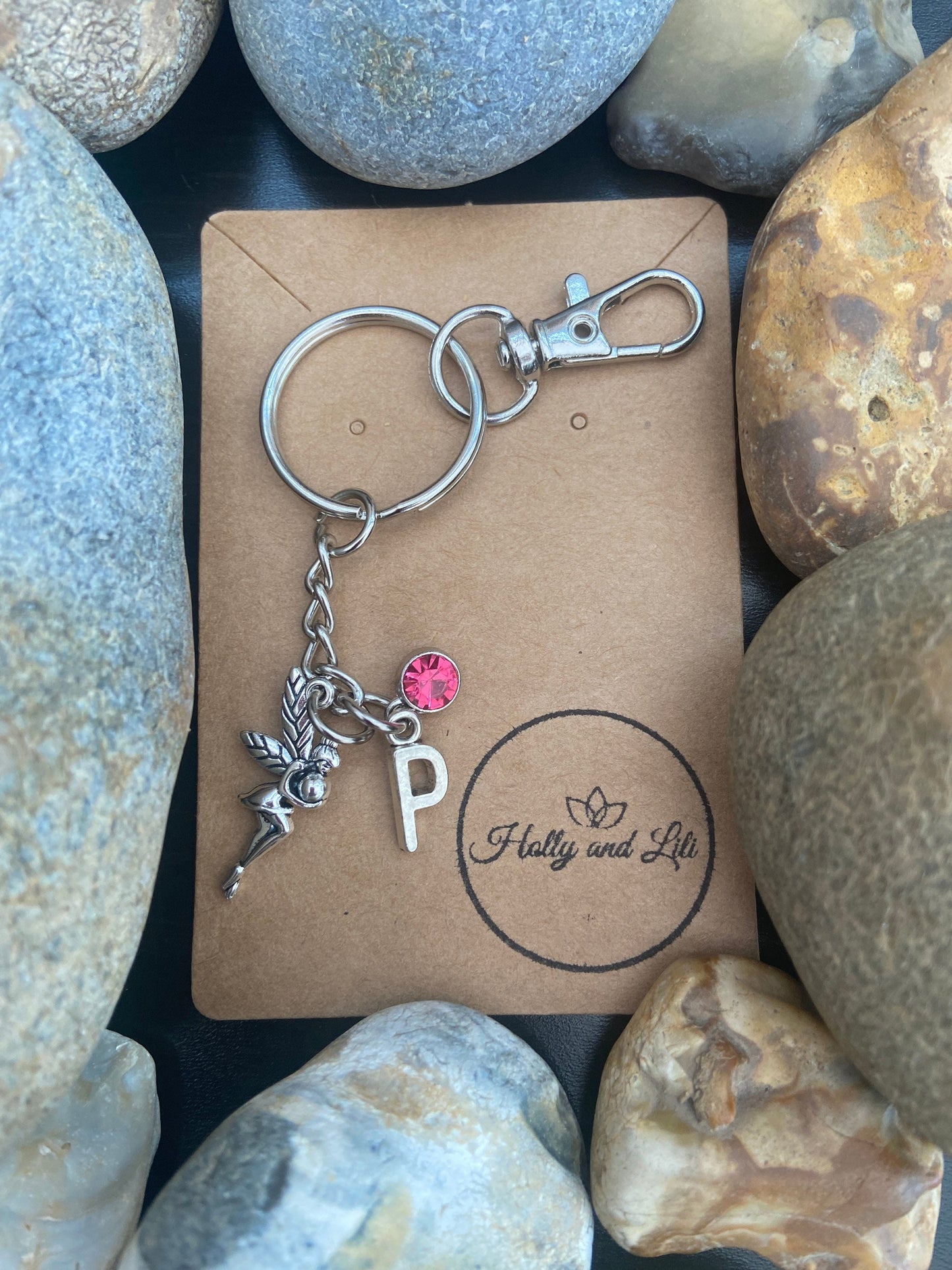 Fairy Personalised Keychain, Pixie Keyring Gift, Alphabet Initial,  Birthstone Charm, Magic Dust Personalised Gift, For BFF, Zipper Chain