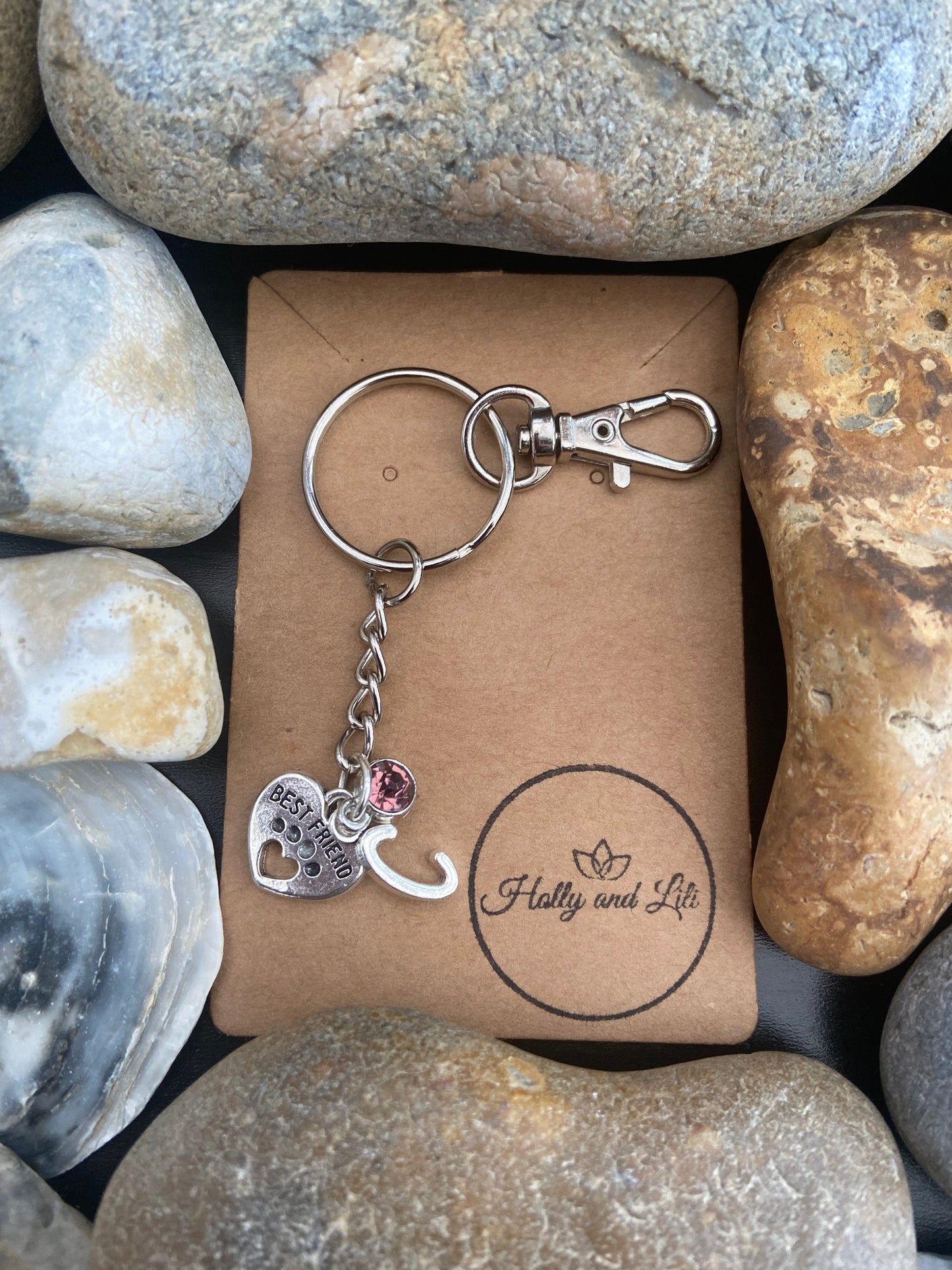 Best Friends Heart  Personalised keychain, Dog Or Cat Keyring, Alphabetical Initial, Birthstone Charms, Best friend Doggy Zipper chain Gifts